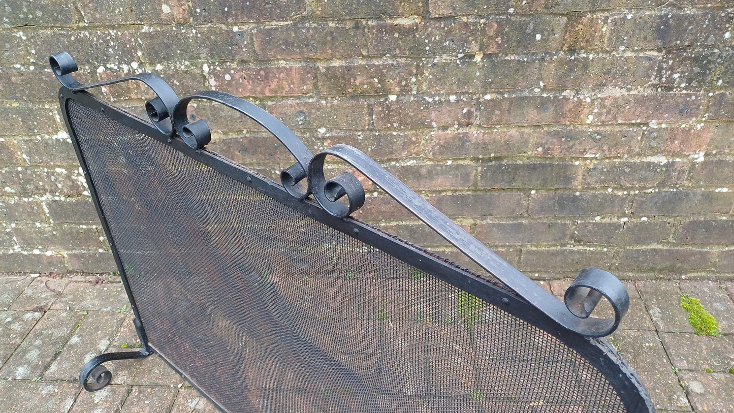 Large Vintage Iron and Metal Fire Screen Fire Guard 70s