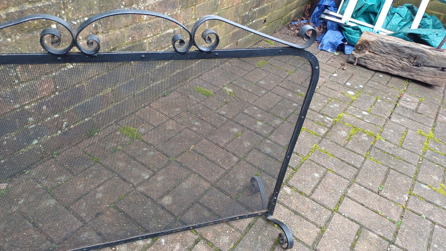 Large Vintage Iron and Metal Fire Screen Fire Guard 70s