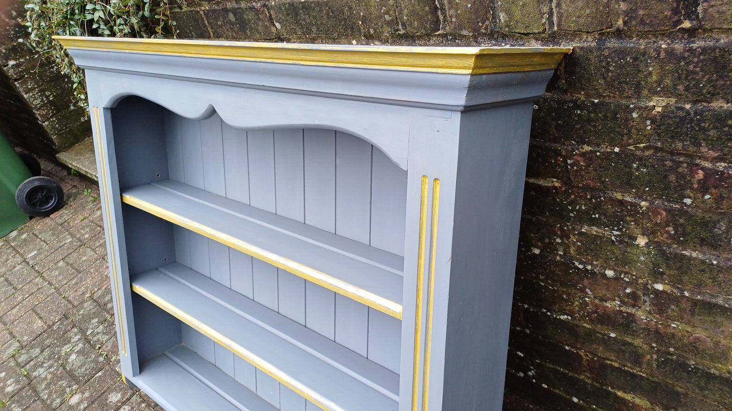 Superb Hand Painted Dark Grey Wall Shelves Gold Highlights Adjustable. Kitchen Bathroom etc