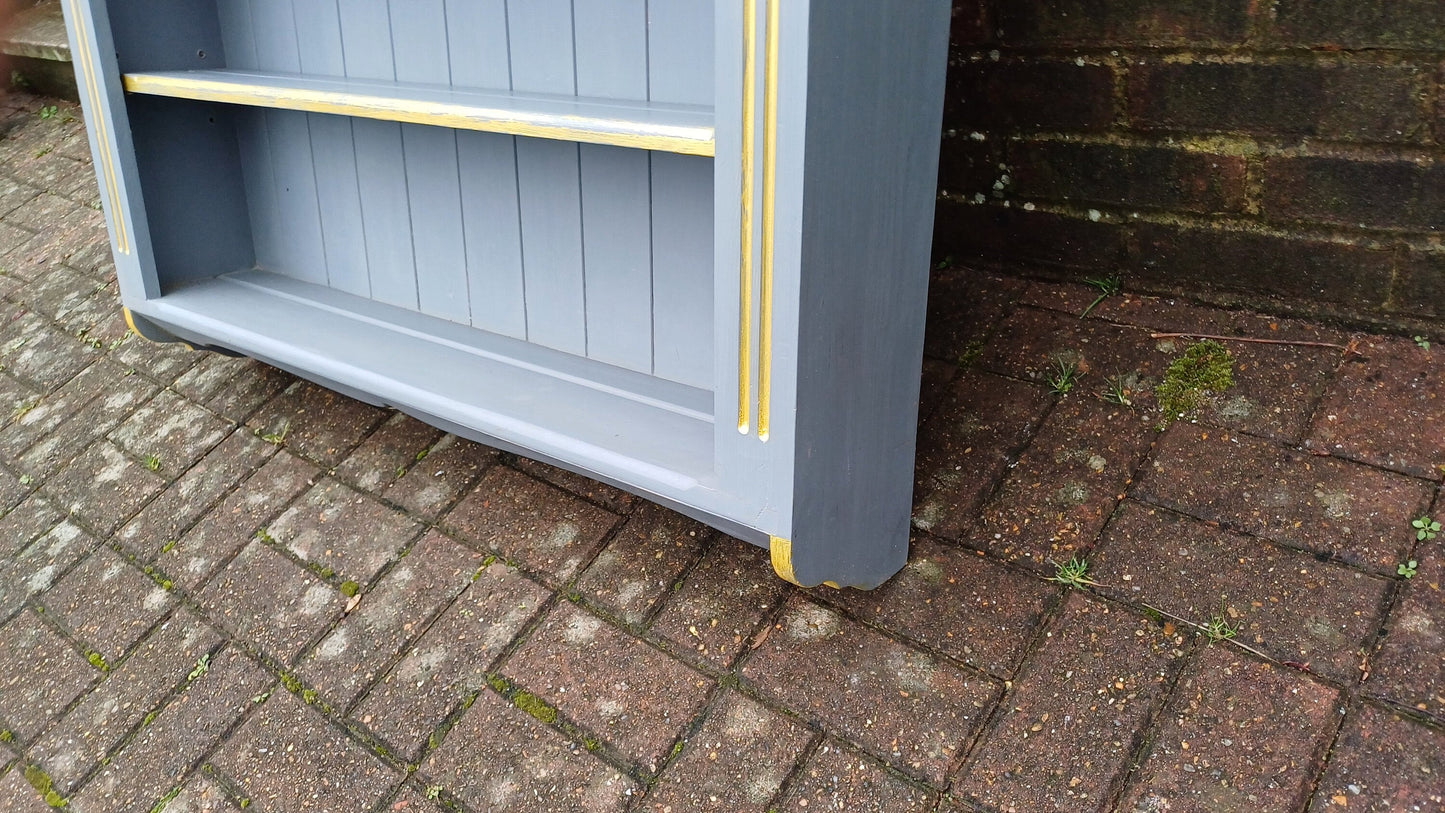 Superb Hand Painted Dark Grey Wall Shelves Gold Highlights Adjustable. Kitchen Bathroom etc