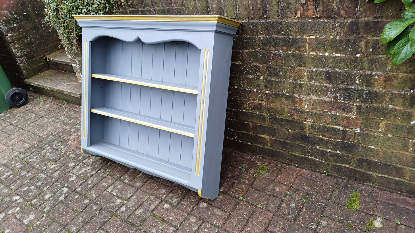Superb Hand Painted Dark Grey Wall Shelves Gold Highlights Adjustable. Kitchen Bathroom etc