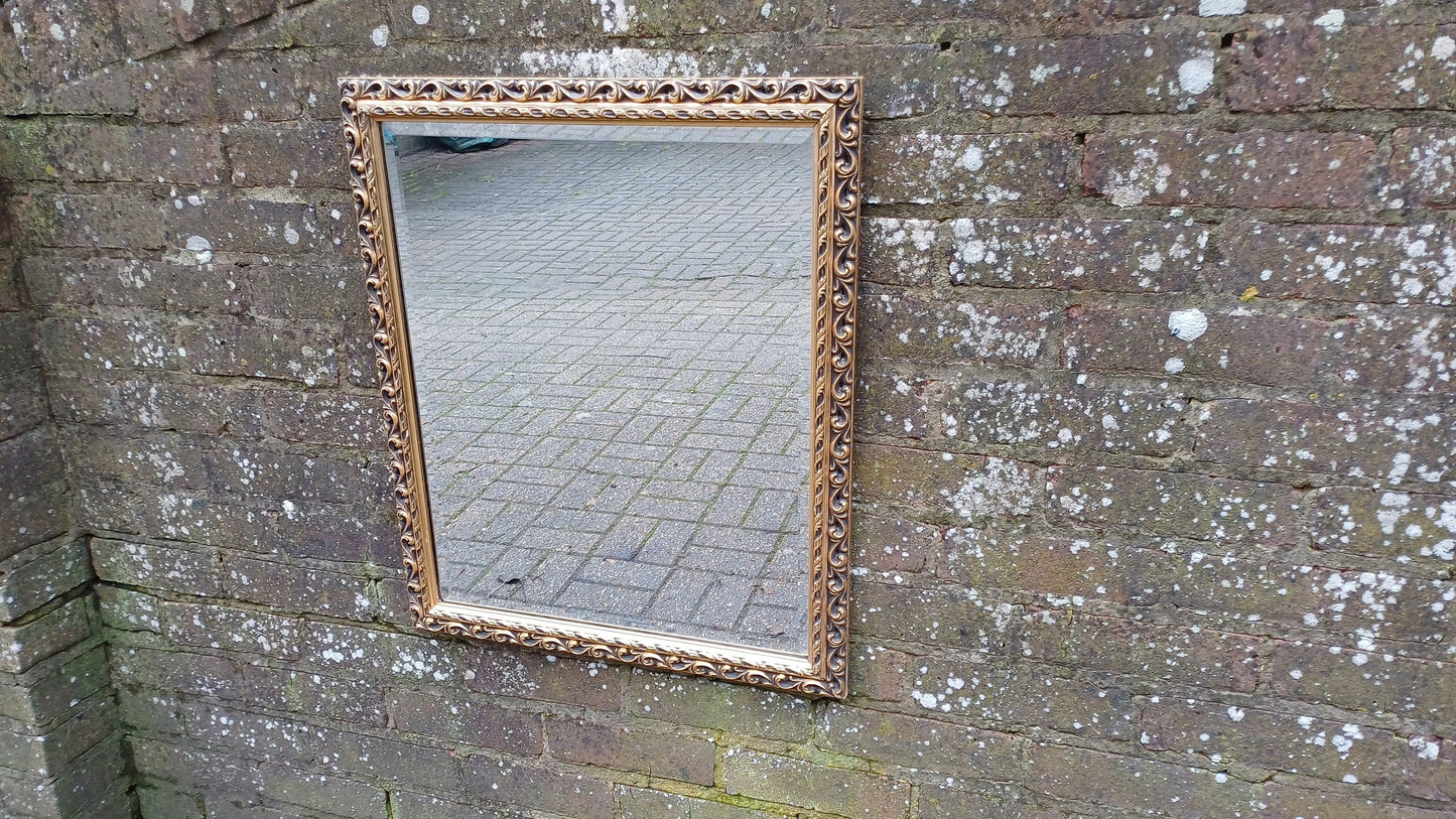 Vintage Ornate Large God Gilt and Black Mirror 70s