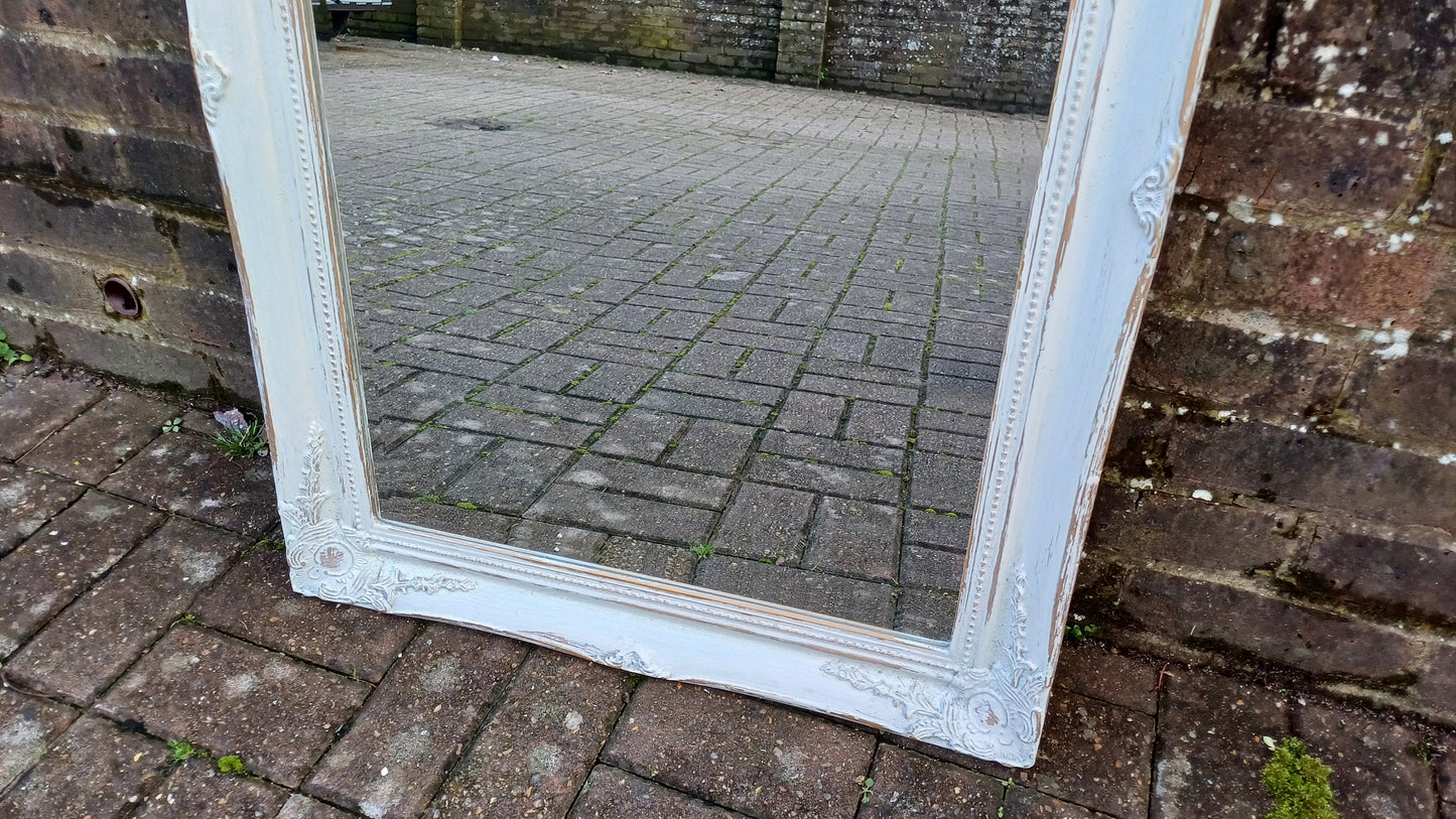 Large Bespoke Painted Shabby Chic Wall Mirror in Farrow and Ball with Gold Decoration