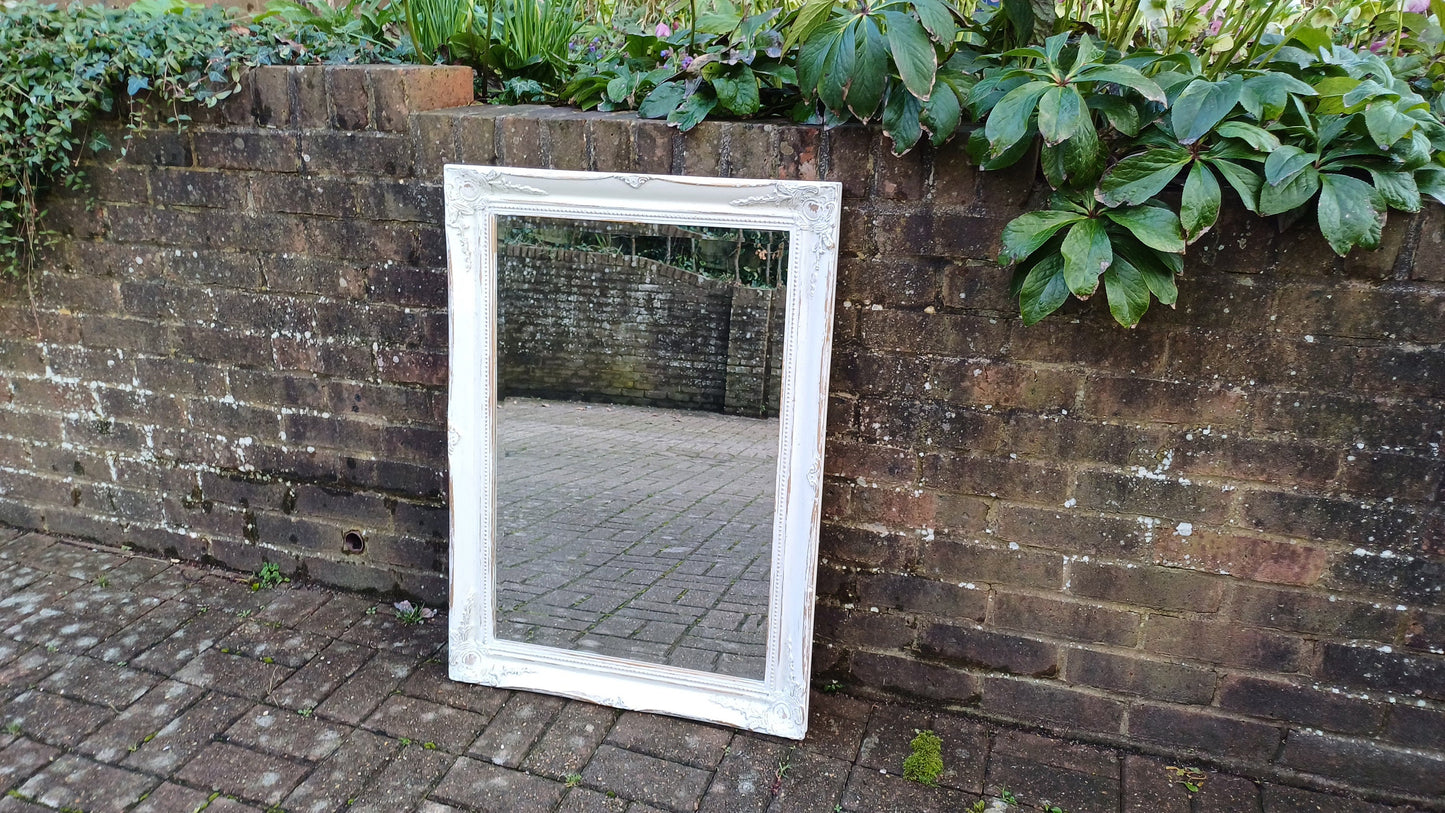 Large Bespoke Painted Shabby Chic Wall Mirror in Farrow and Ball with Gold Decoration