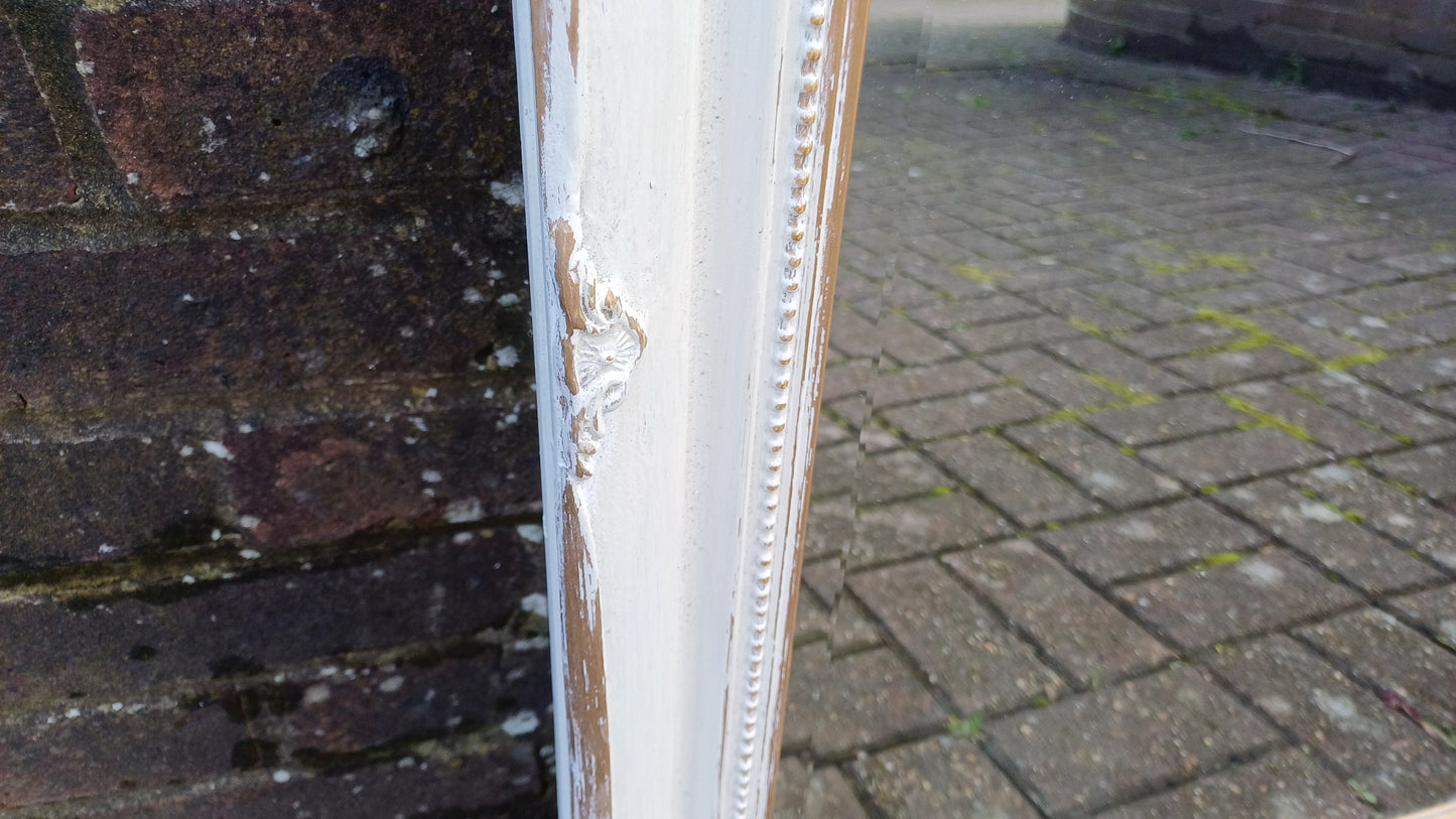 Large Bespoke Painted Shabby Chic Wall Mirror in Farrow and Ball with Gold Decoration