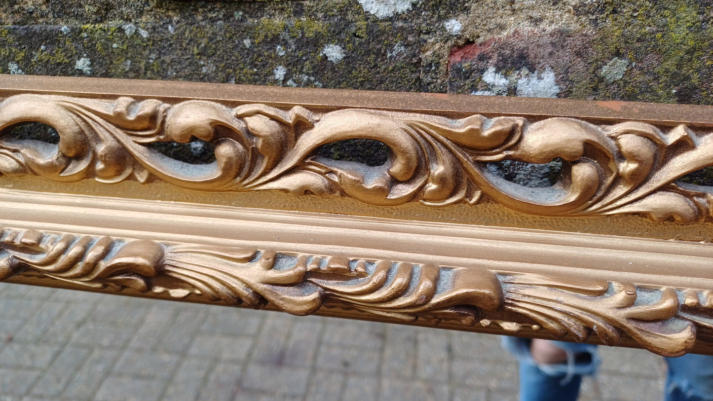 Superb Large Ornate Kitsch Composite Pierced Gold Gilt Wall Mirror. 84 x 64 cm