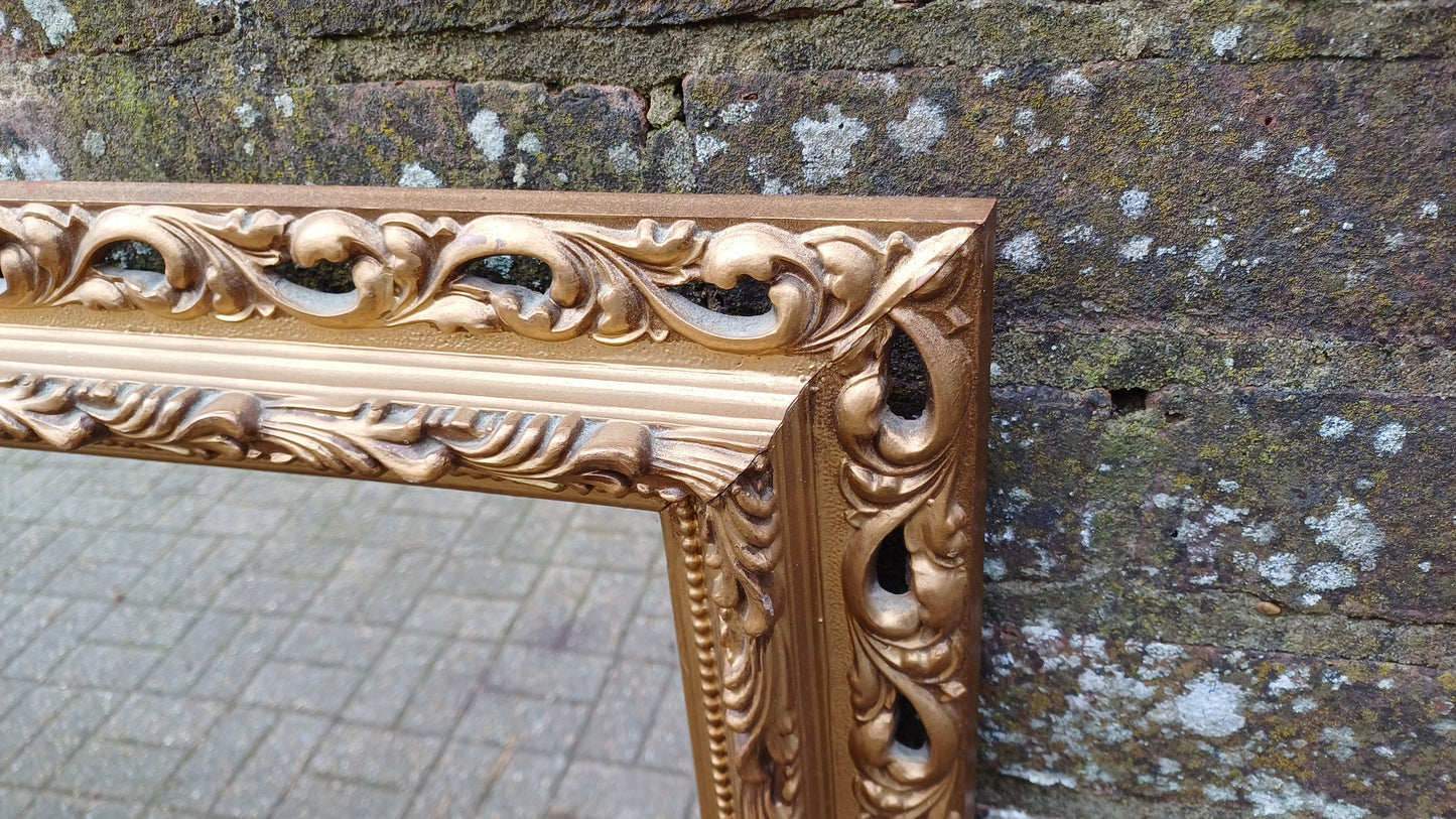 Superb Large Ornate Kitsch Composite Pierced Gold Gilt Wall Mirror. 84 x 64 cm