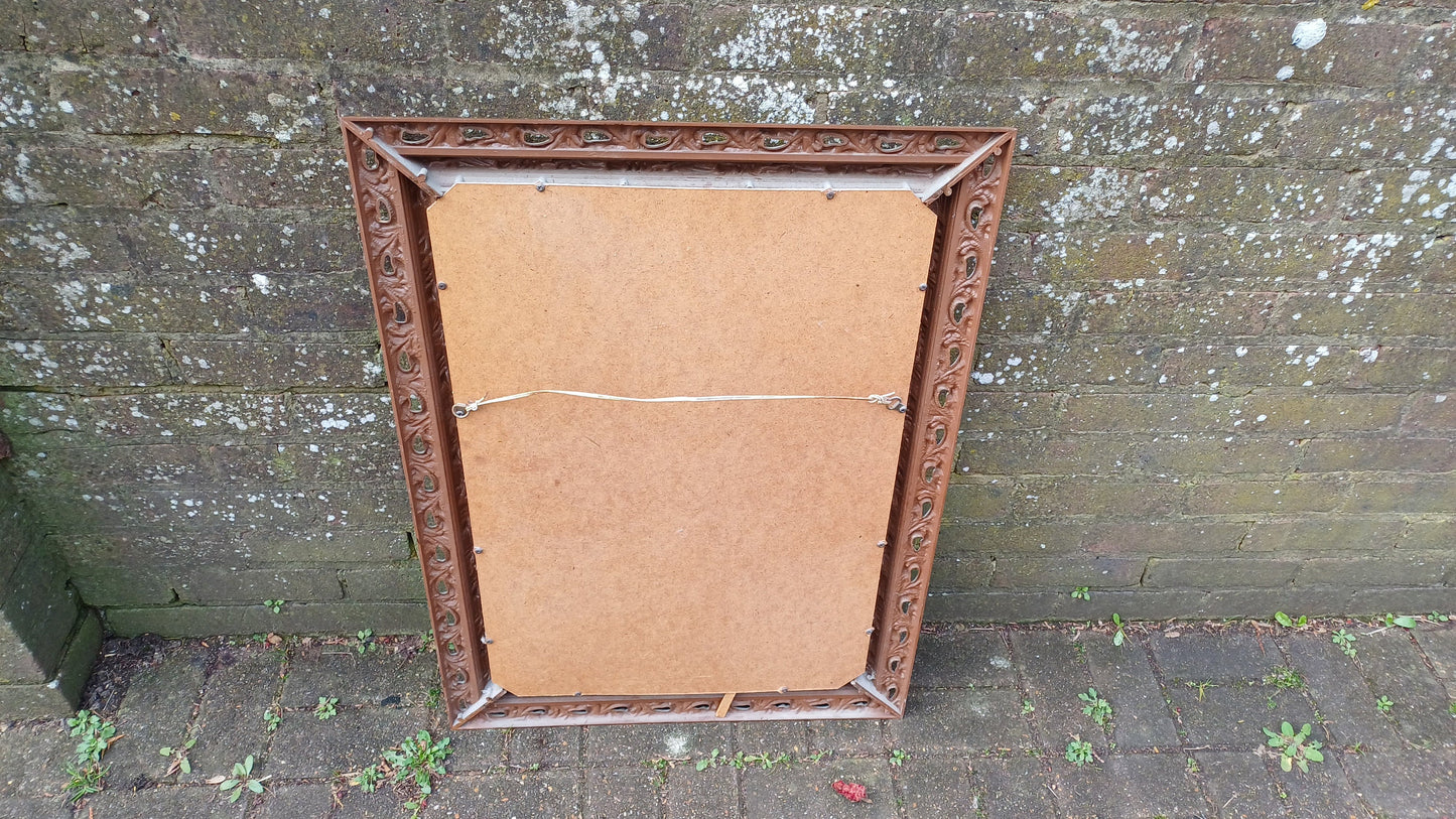 Superb Large Ornate Kitsch Composite Pierced Gold Gilt Wall Mirror. 84 x 64 cm
