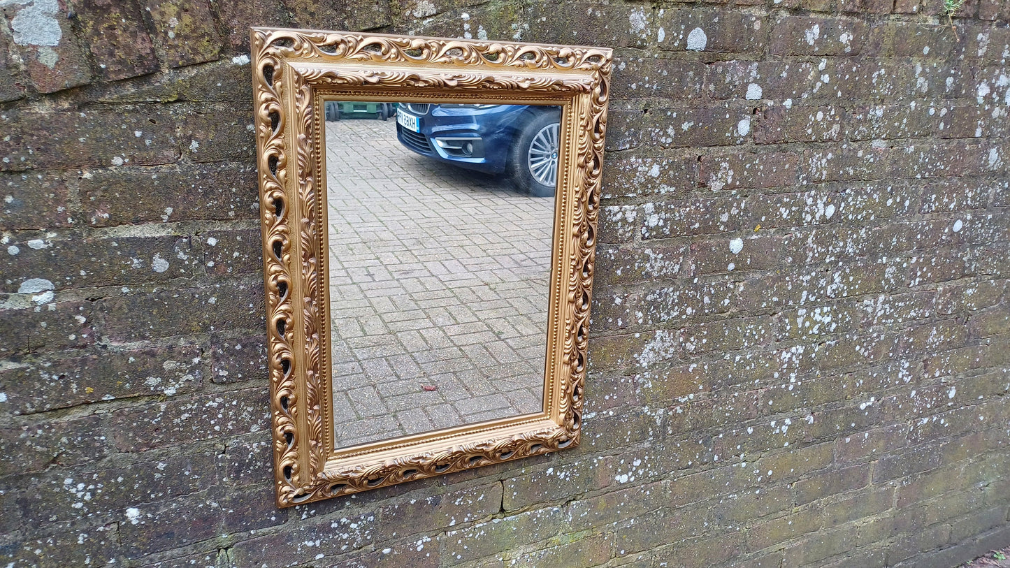 Superb Large Ornate Kitsch Composite Pierced Gold Gilt Wall Mirror.