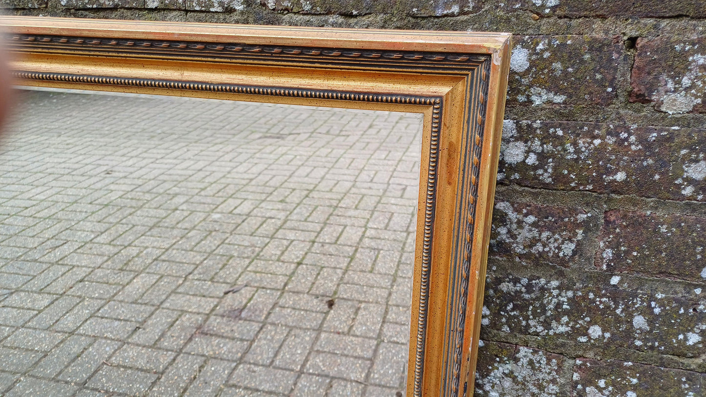 Large Vintage 80’s Gold Distressed Finish Gold Gilt Wall Mirror. 72 x 57 cm