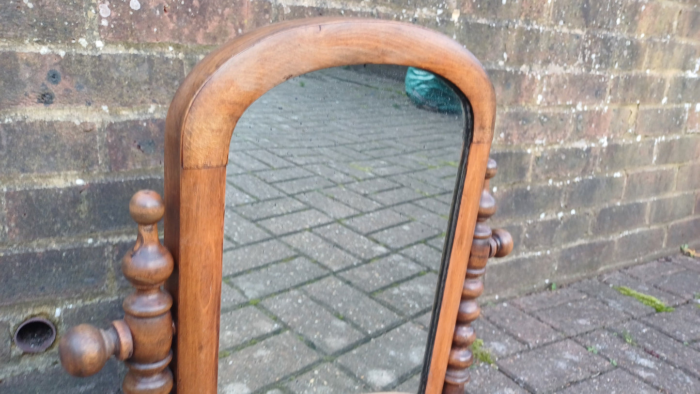 Vintage Victorian Stripped Dressing Table Mirror Swing Mechanism.
