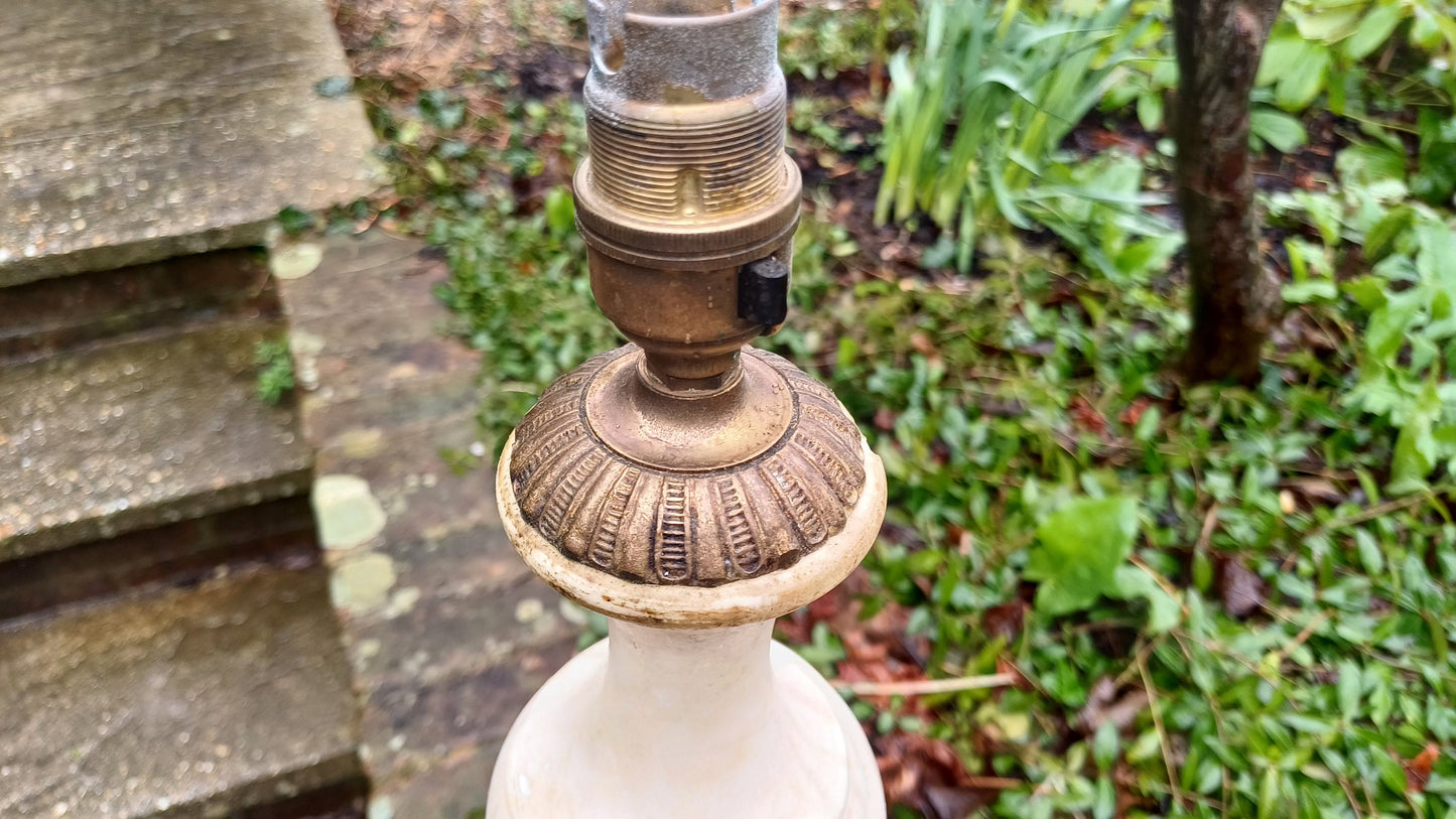 Outstanding and Large Vintage Marble and Brass Decorative Bedside Lamp