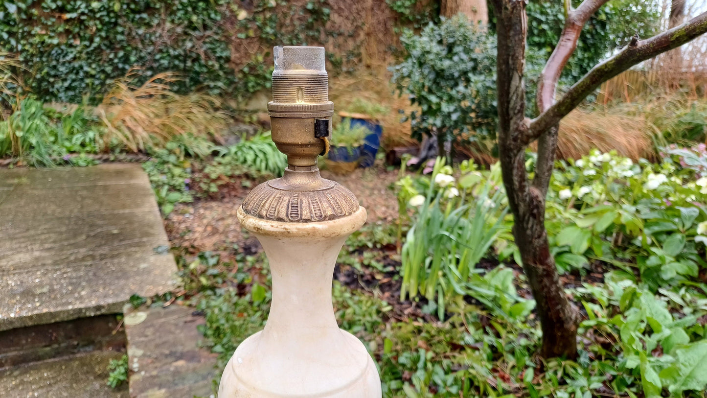 Outstanding and Large Vintage Marble and Brass Decorative Bedside Lamp