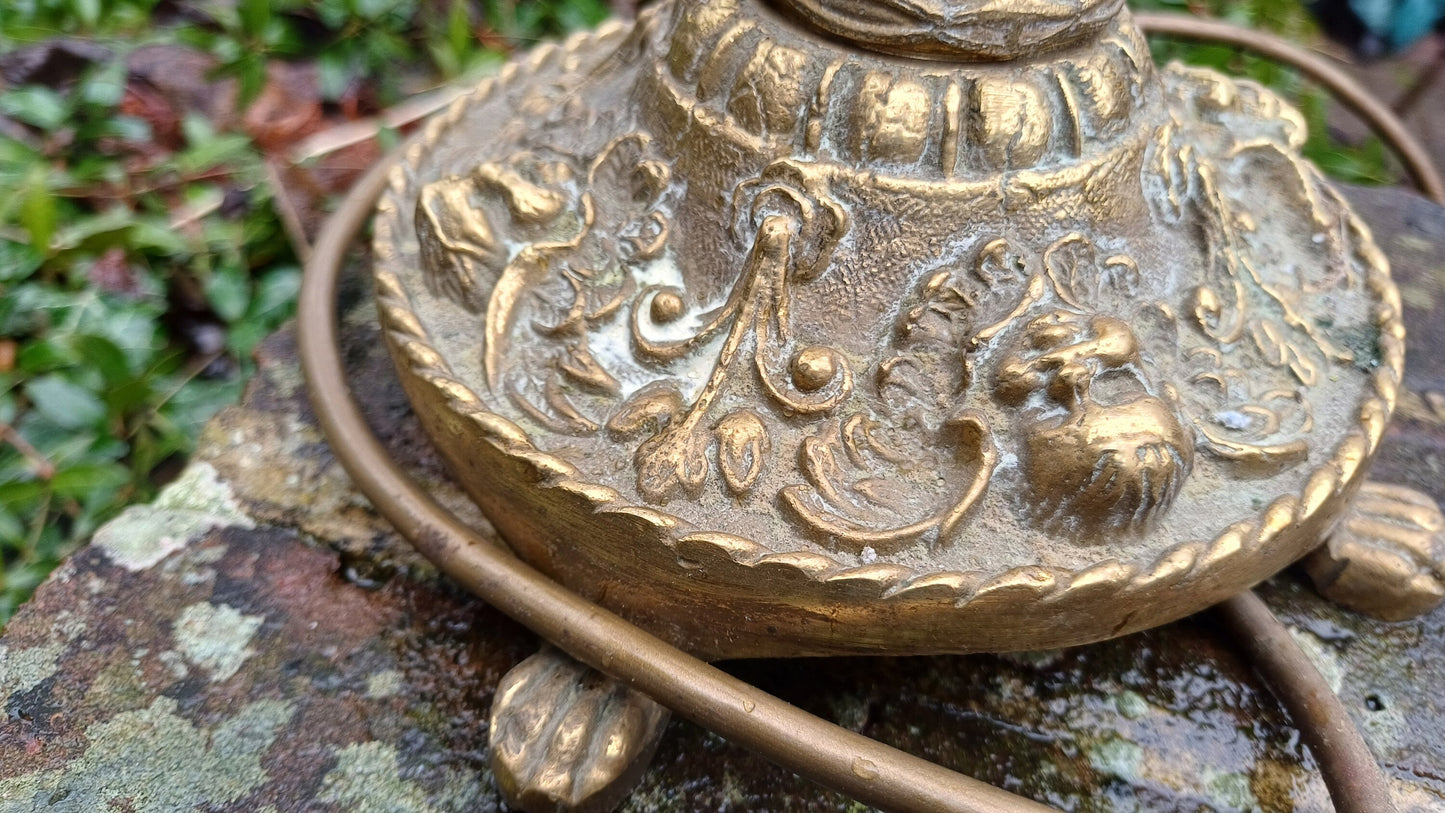 Stylish Tall Vintage Onyx and Brass Decorative Bedside Lamp. Child Decoration.