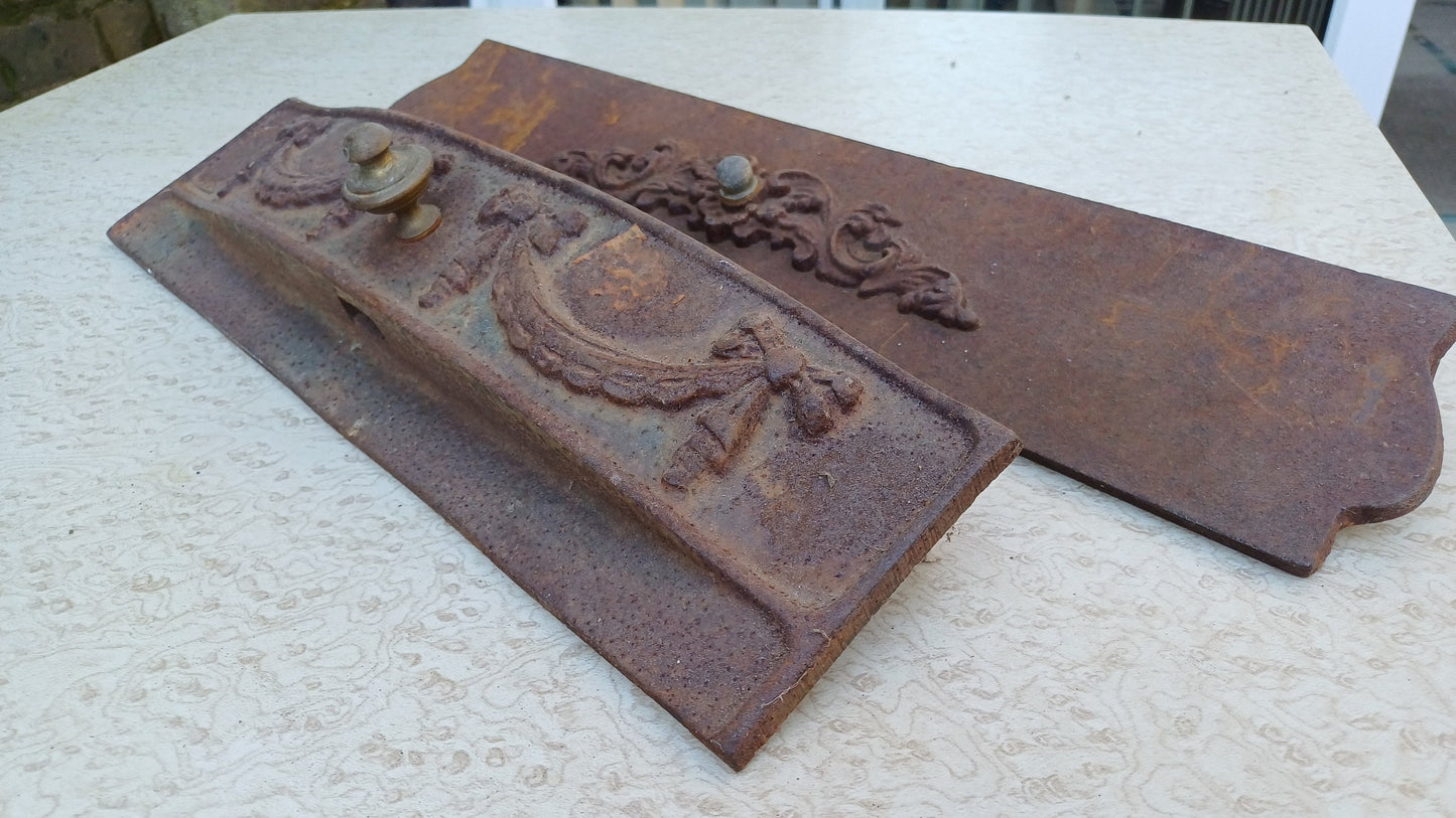 Pair of Heritage Vintage Iron Fireplace Hearth Basket Fronts Decorative Iron