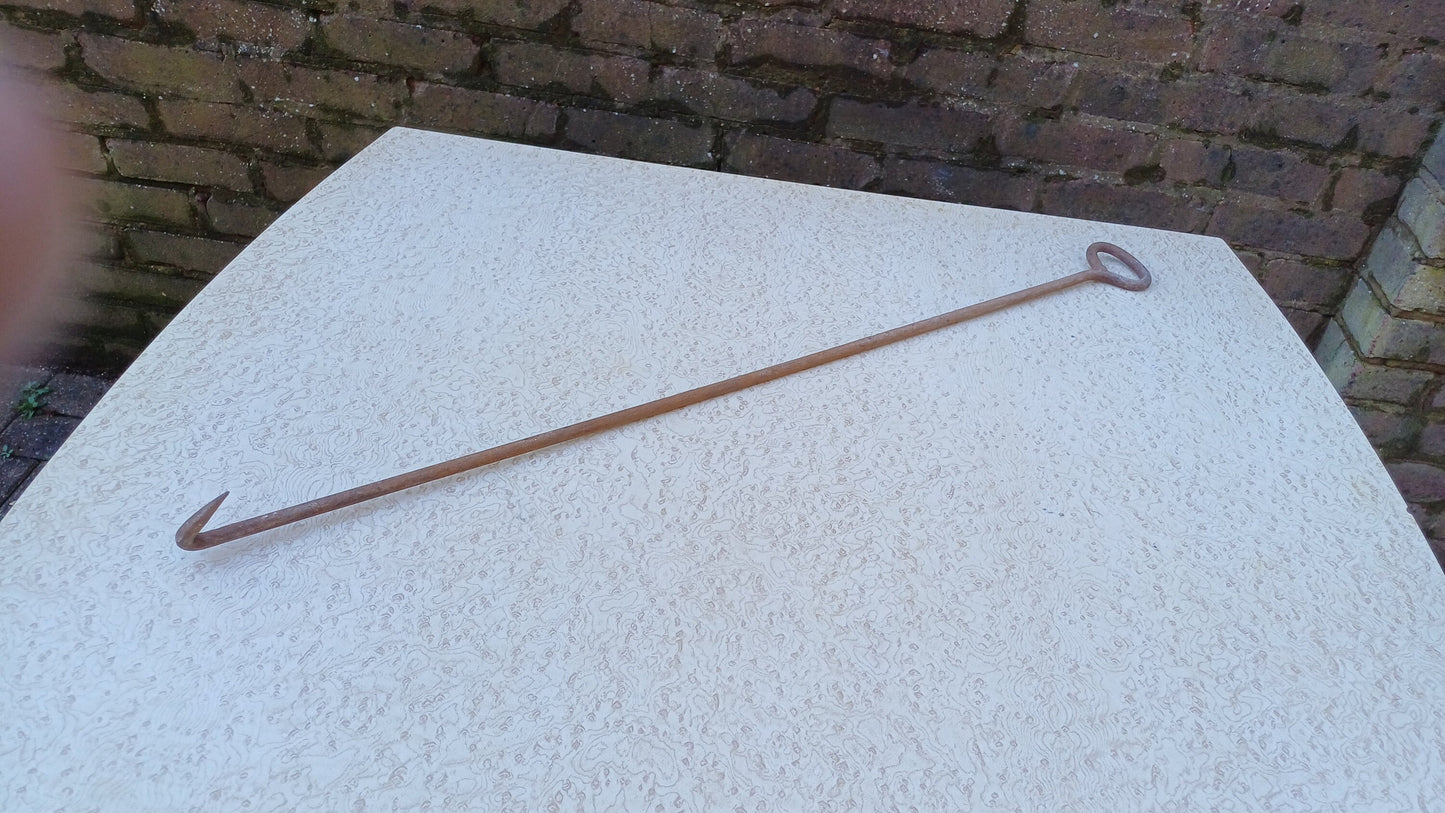 Dramatic and Nasty Looking Victorian Iron Hook. Very Unusual. Fire Iron Fireplace. Long Shaft 81cm