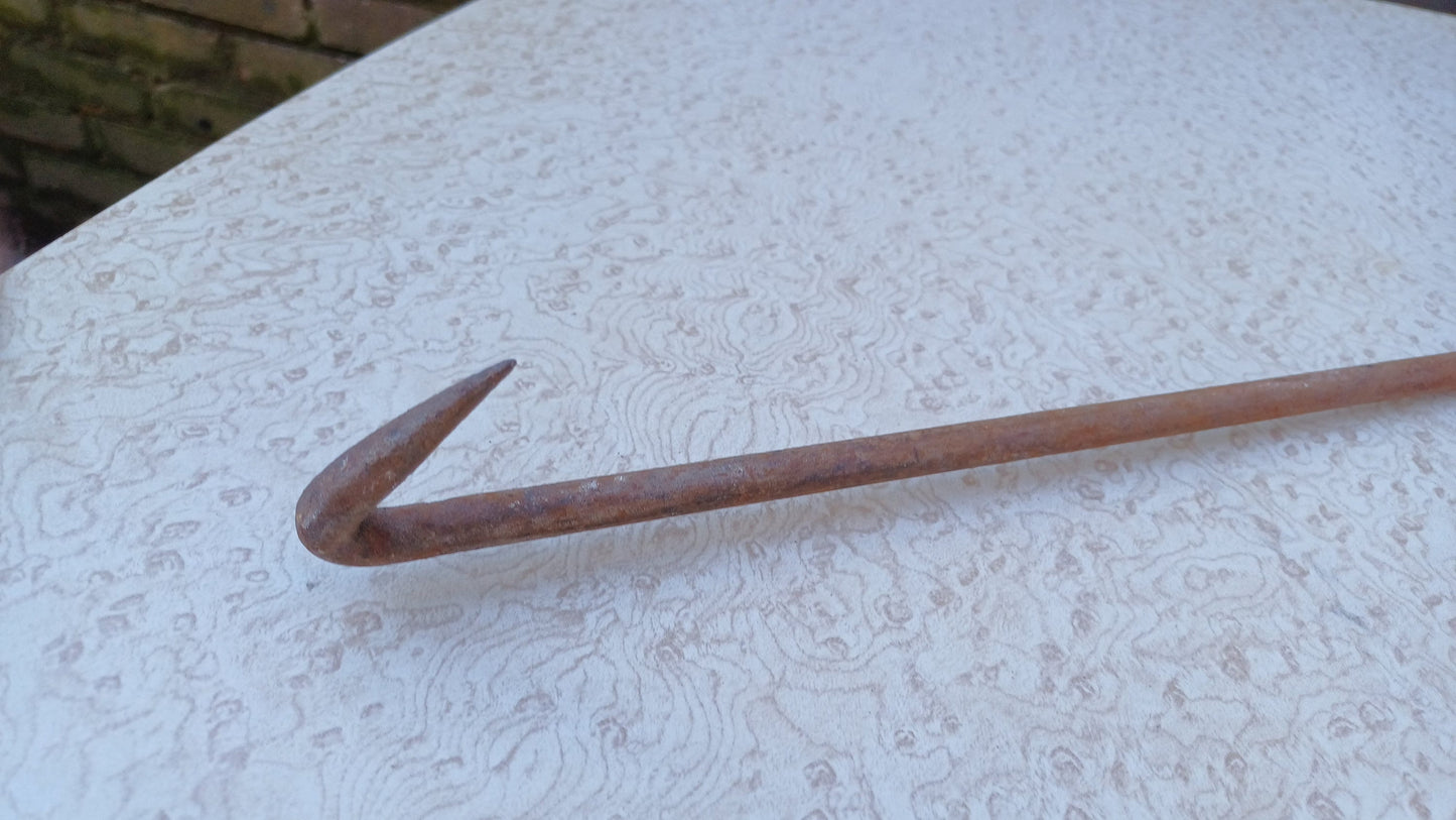 Dramatic and Nasty Looking Victorian Iron Hook. Very Unusual. Fire Iron Fireplace. Long Shaft 81cm