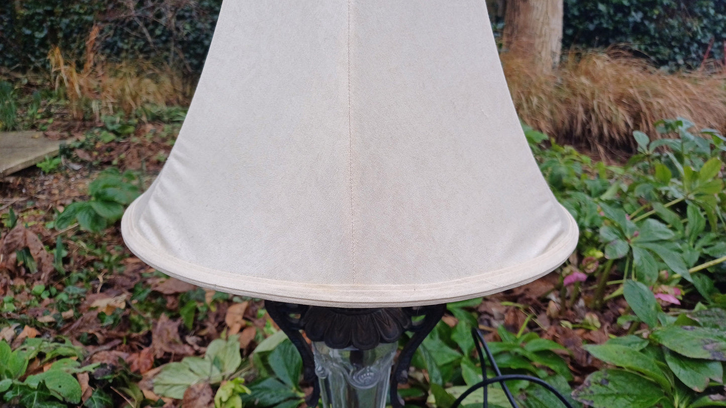 Quality Vintage Table Lamp with Shade - Glass and Metal base, classical style in excellent condition , working (height 67cm inc shade)