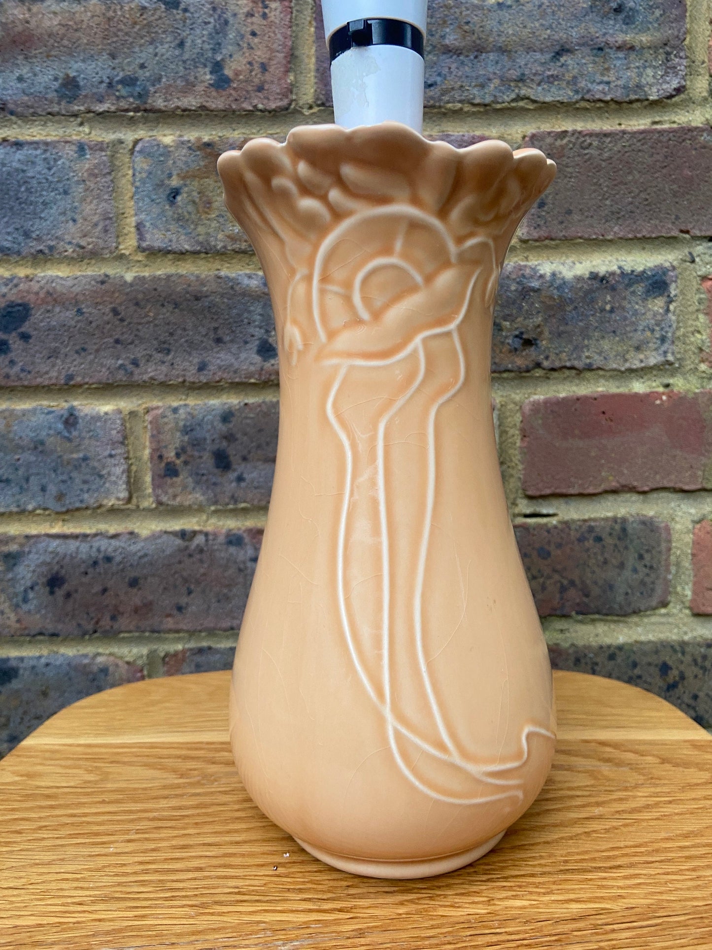 Vintage Apricot Ceramic Glazed Art Nouveau Style Decoration - working order