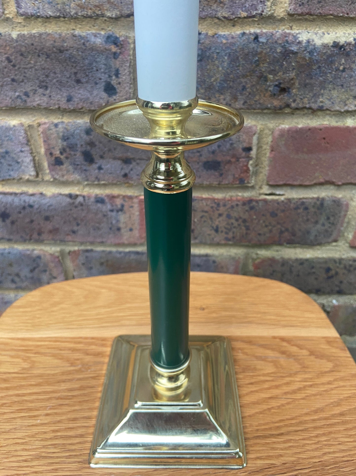 BHS vintage Green and Gold Table Lamp - metal and plastic - working order