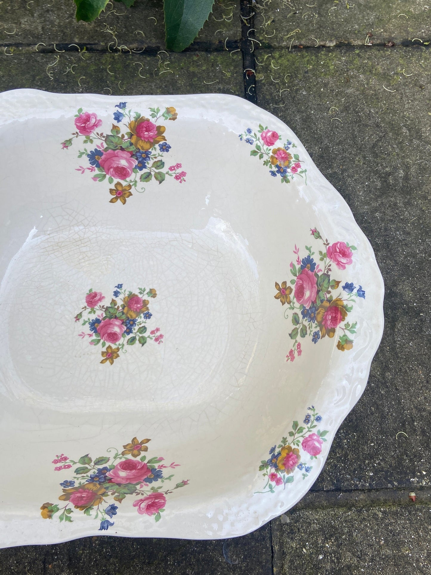 Large Vintage Floral Jug and Basin set, Ironstone, Made in England