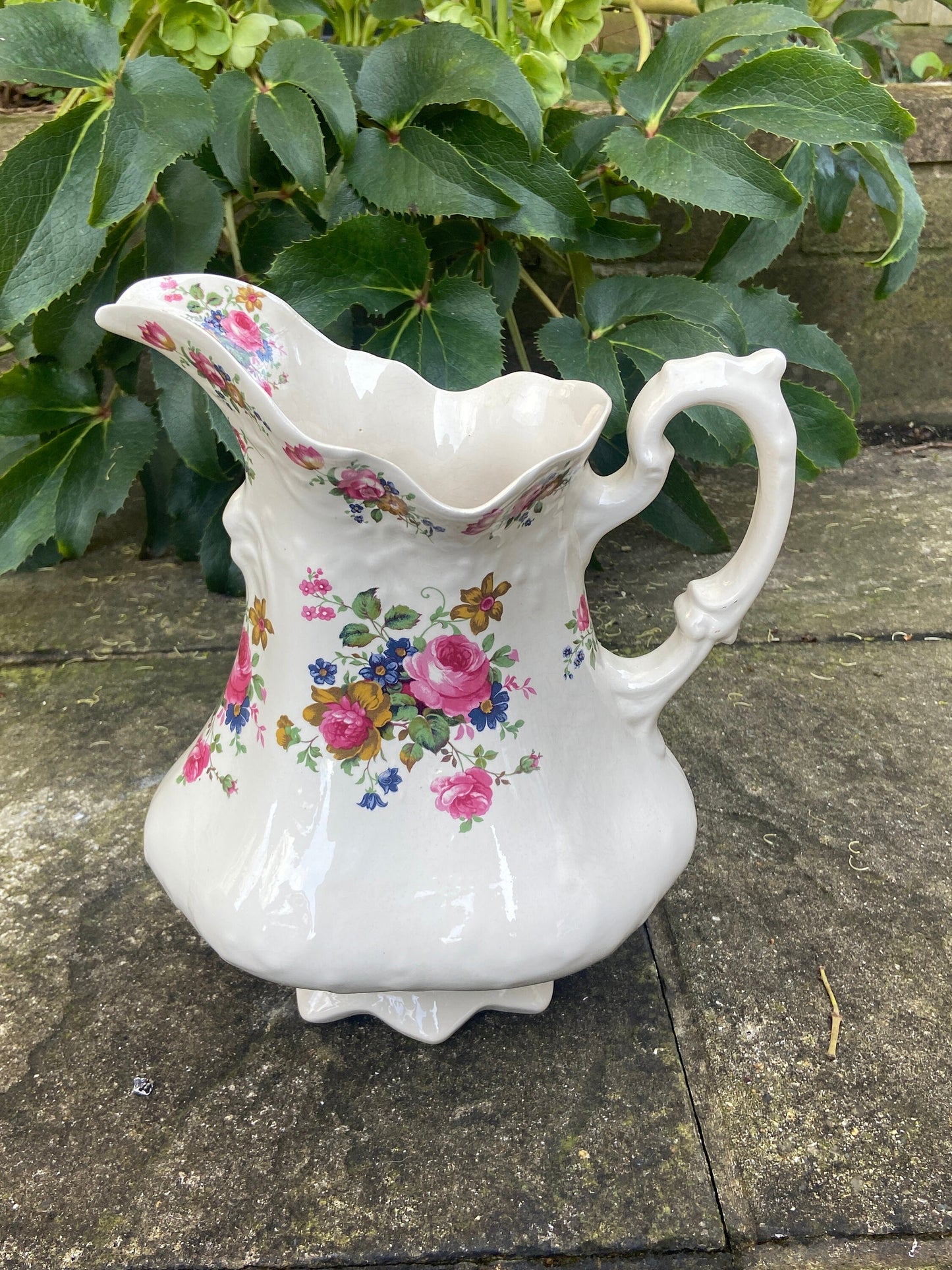Large Vintage Floral Jug and Basin set, Ironstone, Made in England