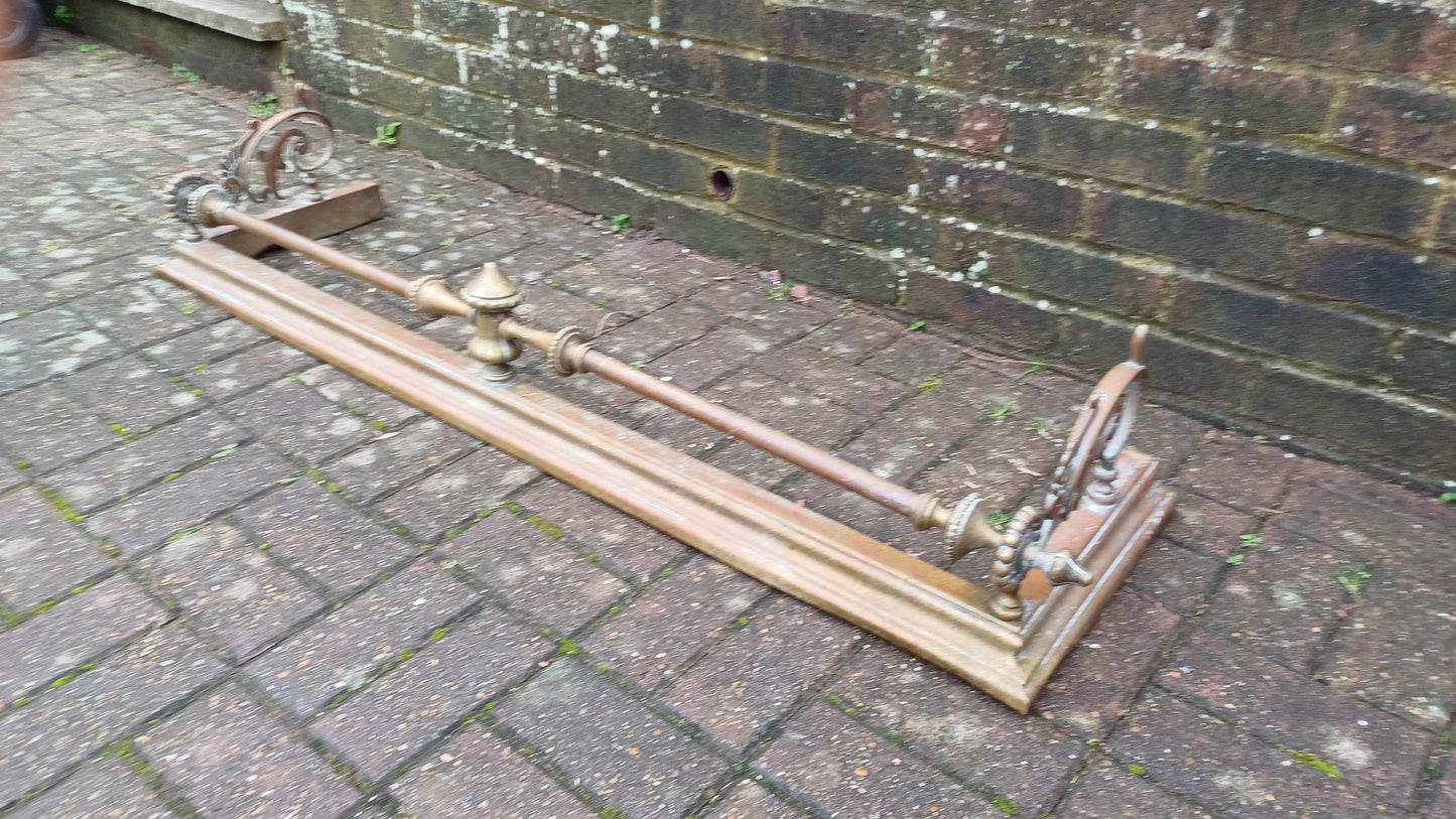 Impressive Large Vintage Victorian Brass Fender Fireplace