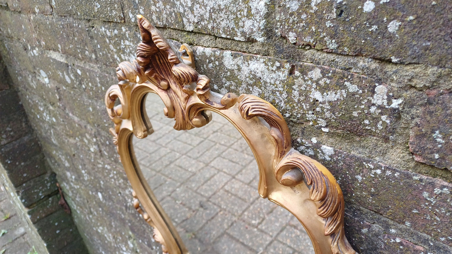 Large Super Gold 70s Vintage Ornate Gold Decorative Wall Mirror