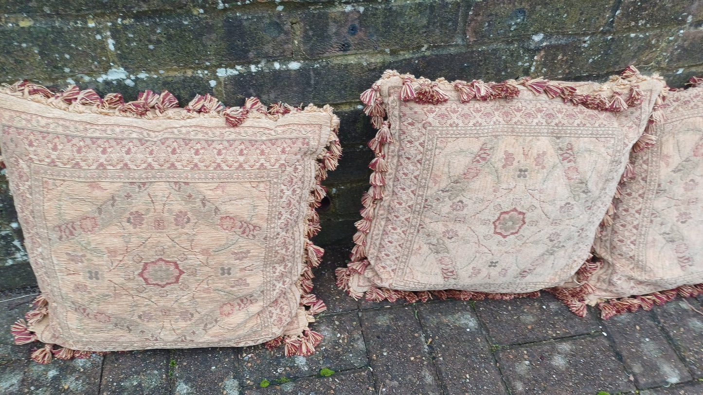 Vintage set of 4 Tapestry Double Sided Cushions with inserts/cushion pads Scatter Cushions - vintage St Michaels brand Size (40cm x 40cm)