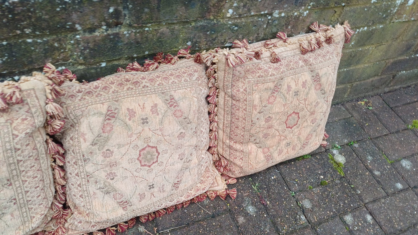 Vintage set of 4 Tapestry Double Sided Cushions with inserts/cushion pads Scatter Cushions - vintage St Michaels brand Size (40cm x 40cm)