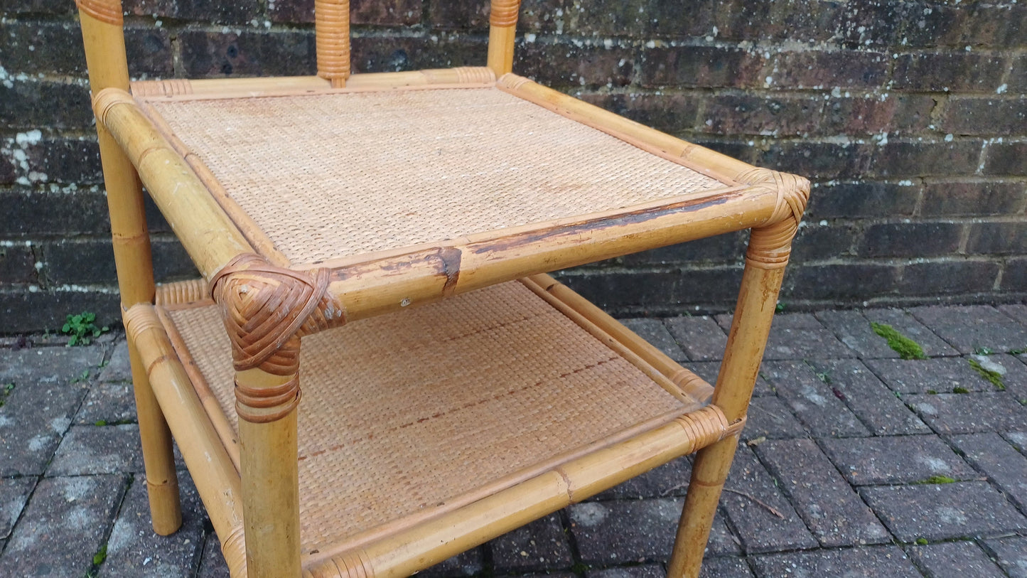 Classic 80’s Bedside Chic Bamboo and Rattan Bedside or Armchair or Side Table VGC