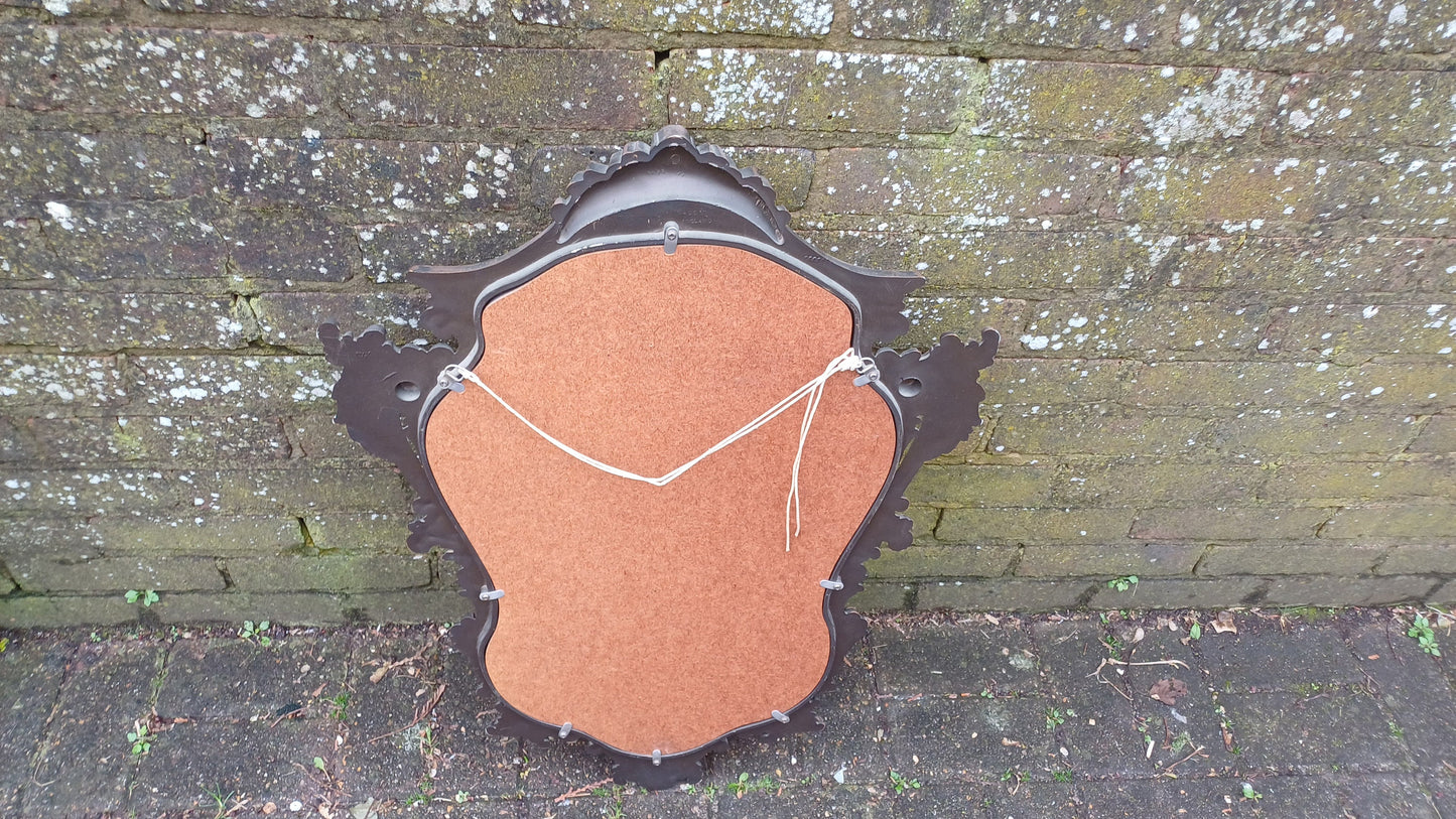 Stunning Gold 80s Vintage Ornate Gold Decorative Wall Mirror Cherub and Floral Decoration.
