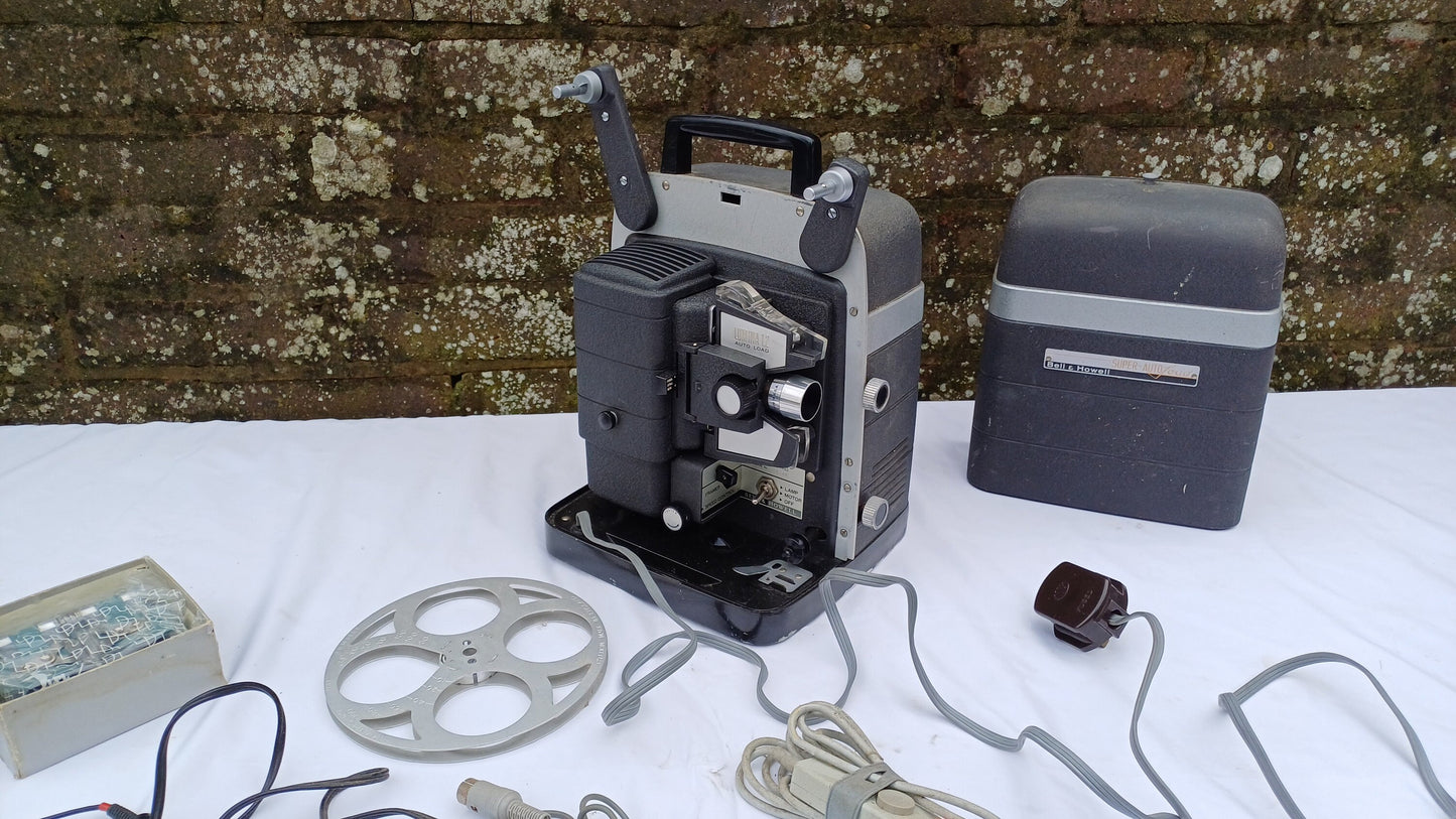 Vintage Retro Bell & Howell Super Auto Load 8mm Film Projector and Accessories