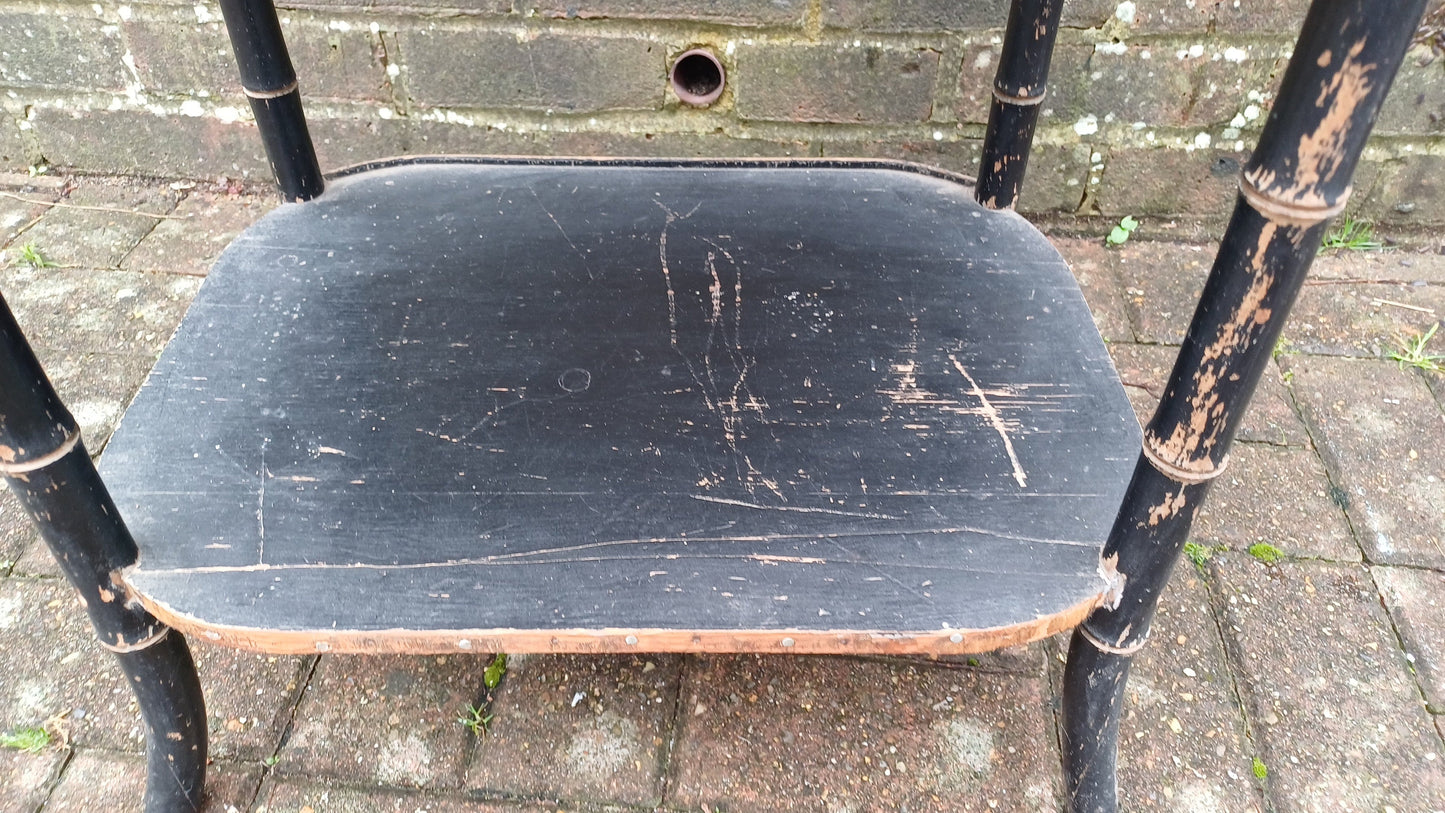 Characterful Painted Vintage Victorian Shabby Chic Oriental Style Occasional Side Coffee Table Black and Gold.