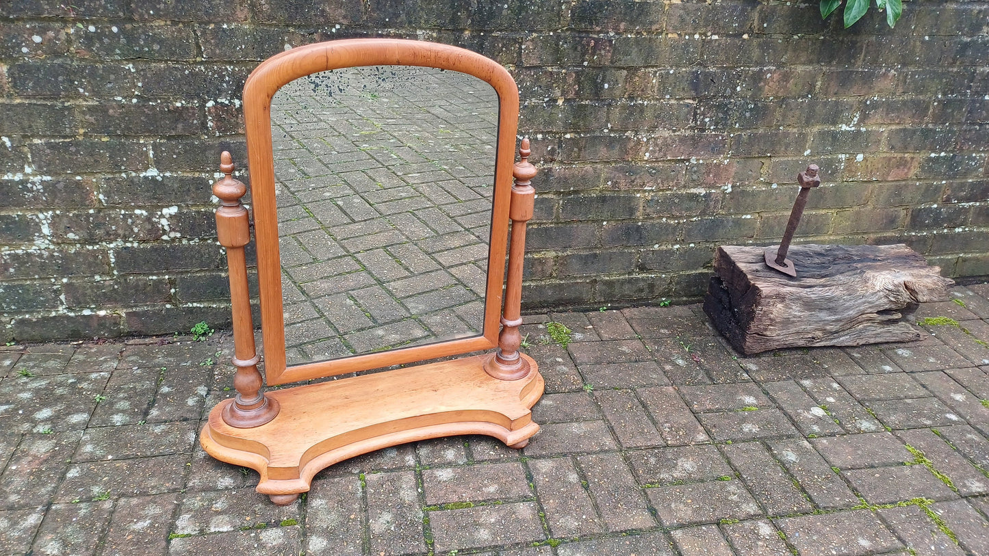 Large Imposing Victorian Vintage Dressing Table Pine Swing Mirror.