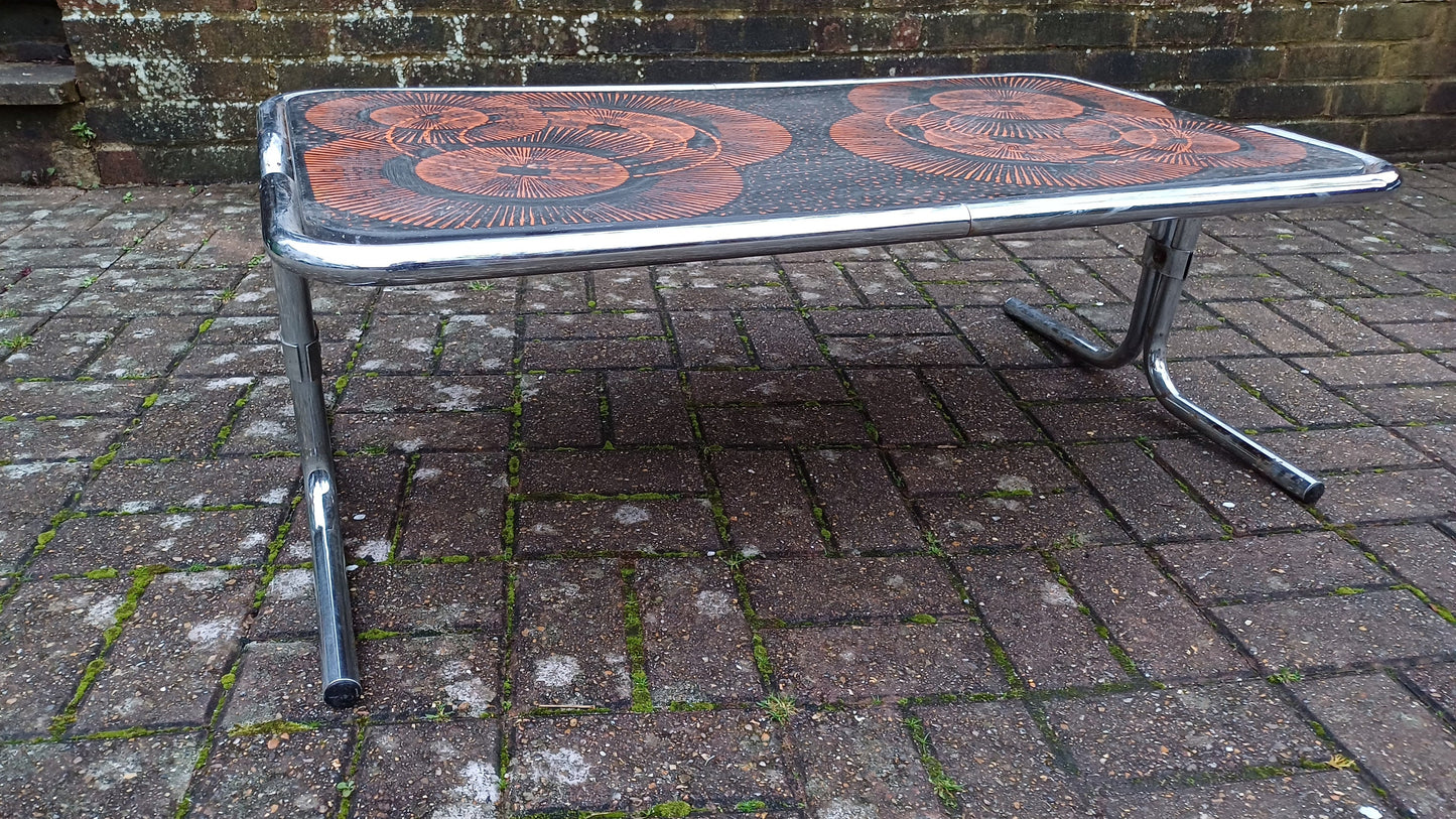 Wow! Zany Superb Vintage Retro 70's Chrome Coffee Table.