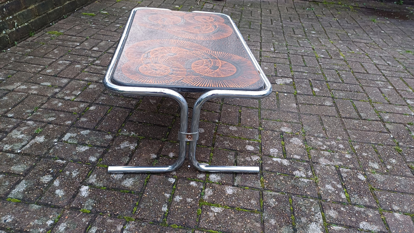 Wow! Zany Superb Vintage Retro 70's Chrome Coffee Table.