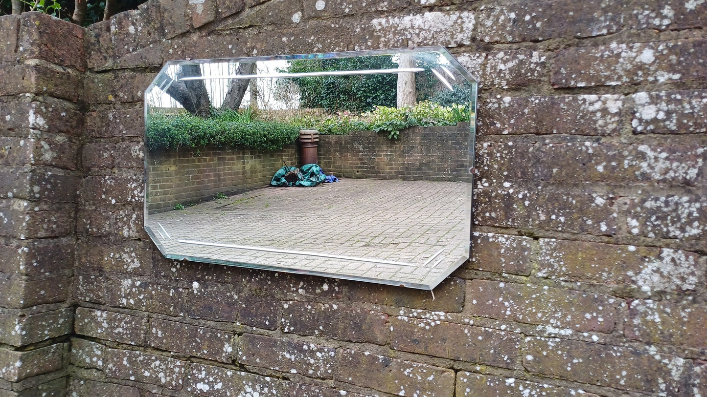 Vintage Retro Frameless Art Deco Wall Mirror Inner Bevelled Decoration