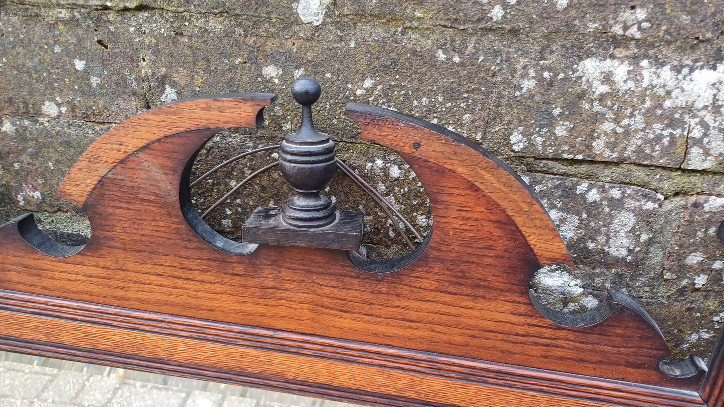 Superb Vintage Solid Oak Victorian Over Mantel or Wall Mirror. Bevelled Glass.