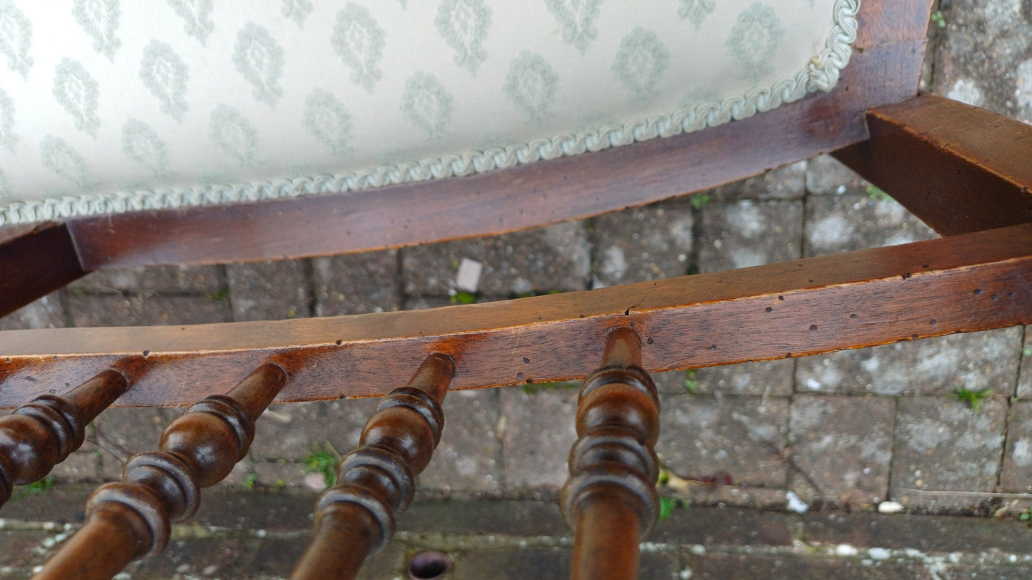 Beautiful Double Seated Edwardian Mahogany Upholstered Chair