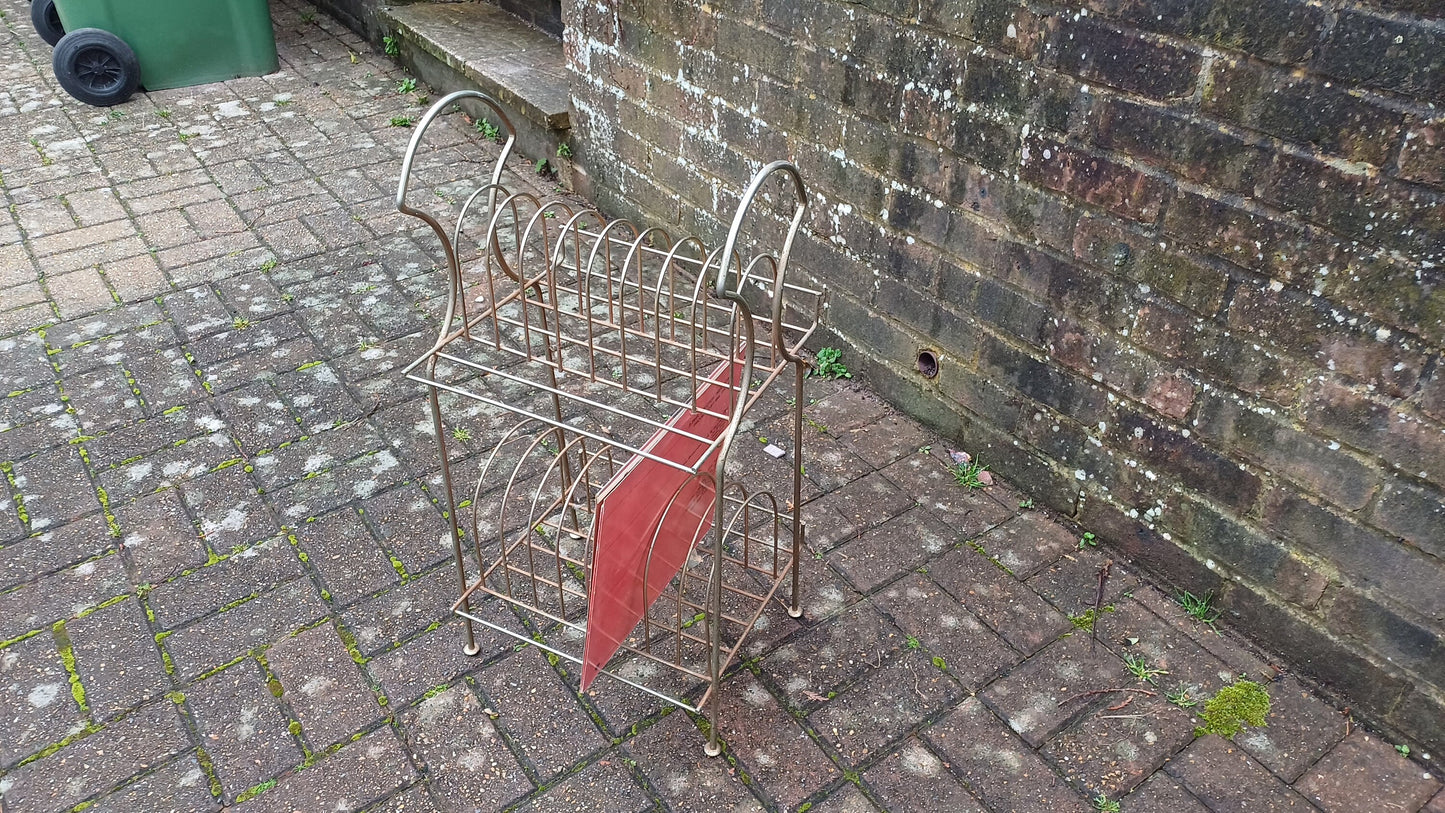 A Superb Vintage Retro 1960s 12 inch LP Metal Record Rack