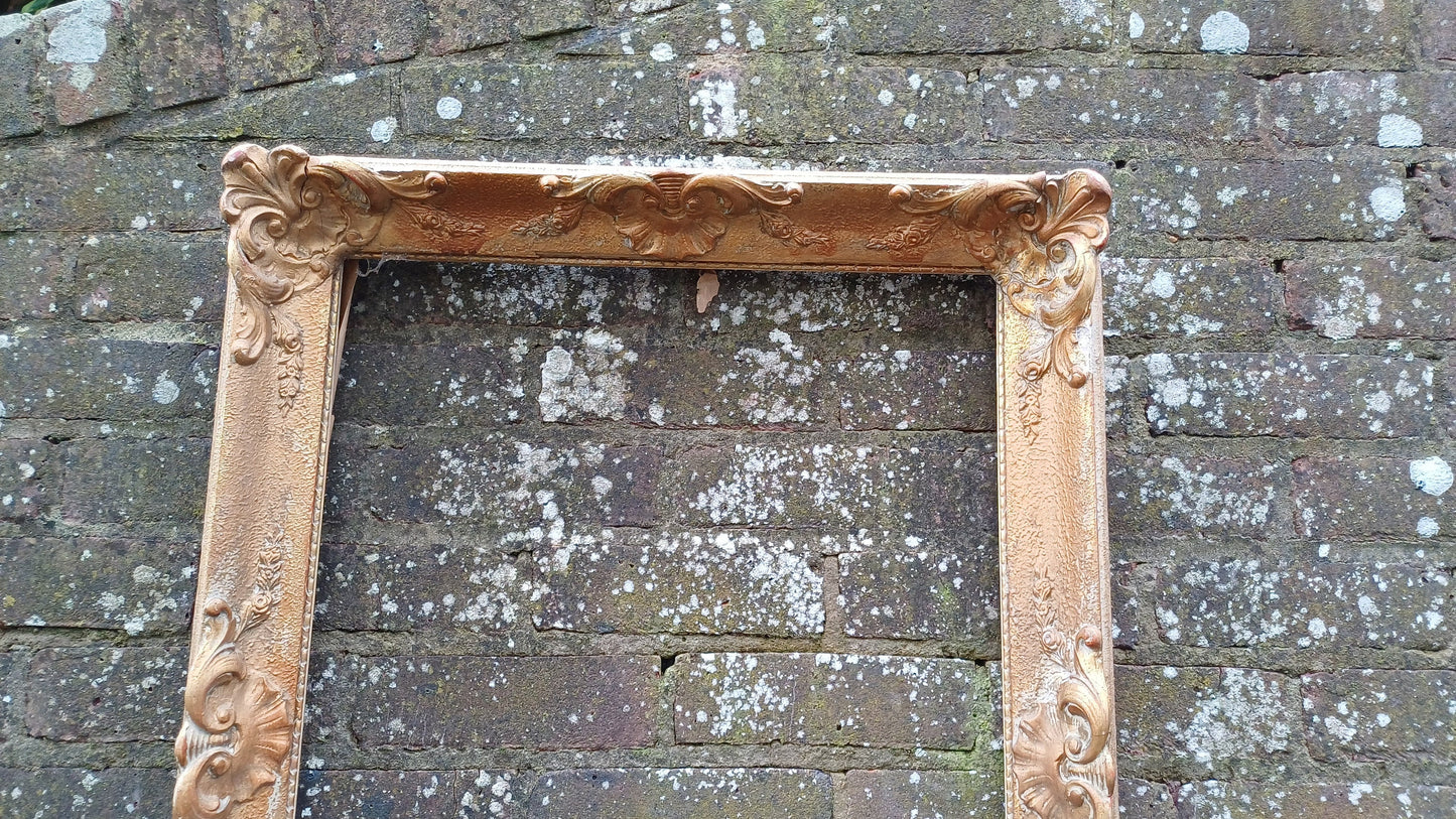 Massive Vintage Gilt Gold Picture Frame Age Worn