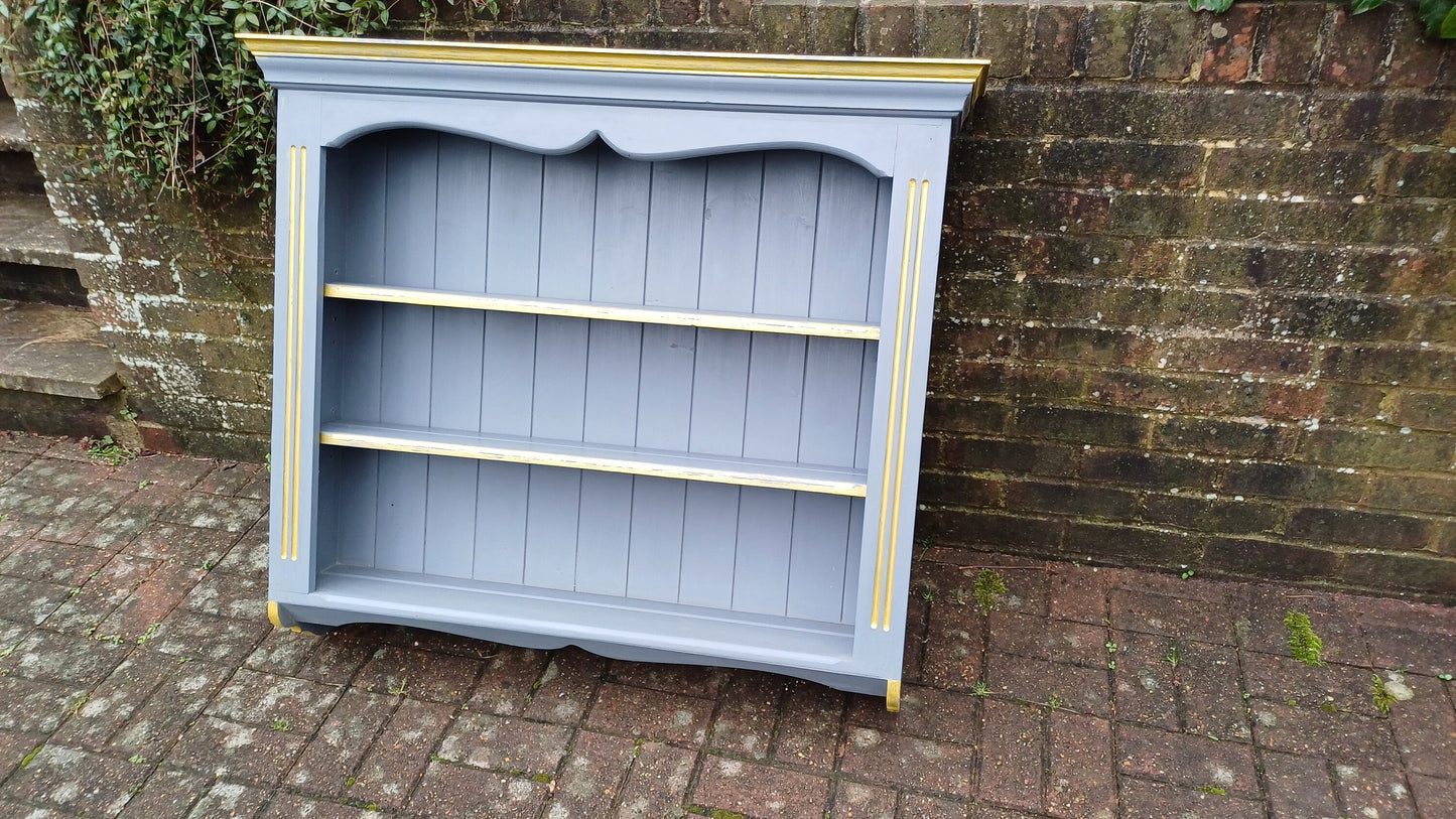 Superb Hand Painted Dark Grey Wall Shelves Gold Highlights Adjustable. Kitchen Bathroom etc
