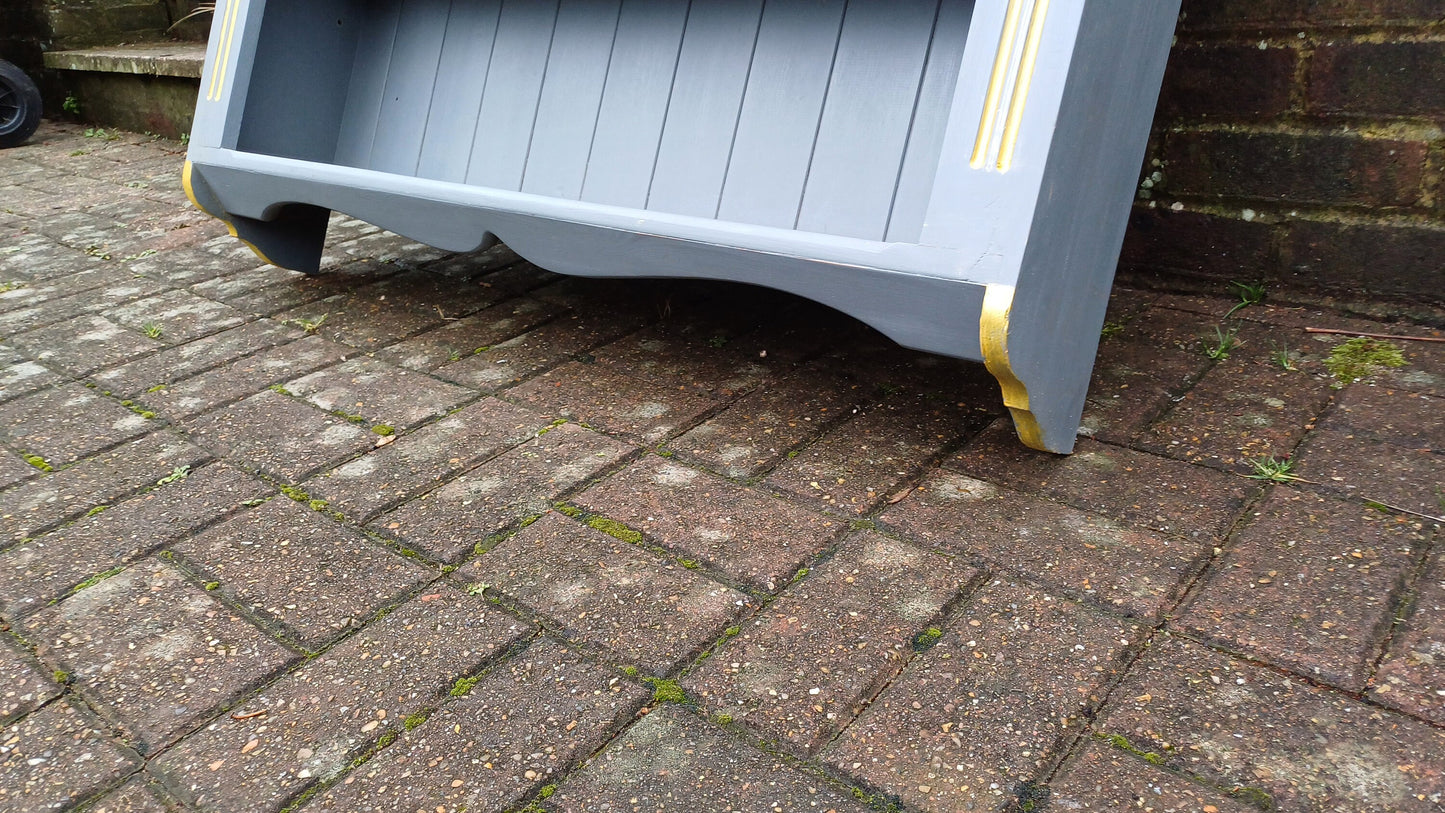 Superb Hand Painted Dark Grey Wall Shelves Gold Highlights Adjustable. Kitchen Bathroom etc