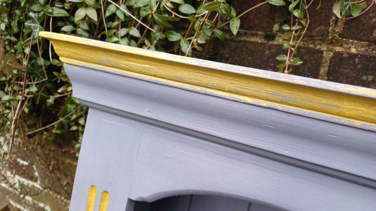 Superb Hand Painted Dark Grey Wall Shelves Gold Highlights Adjustable. Kitchen Bathroom etc