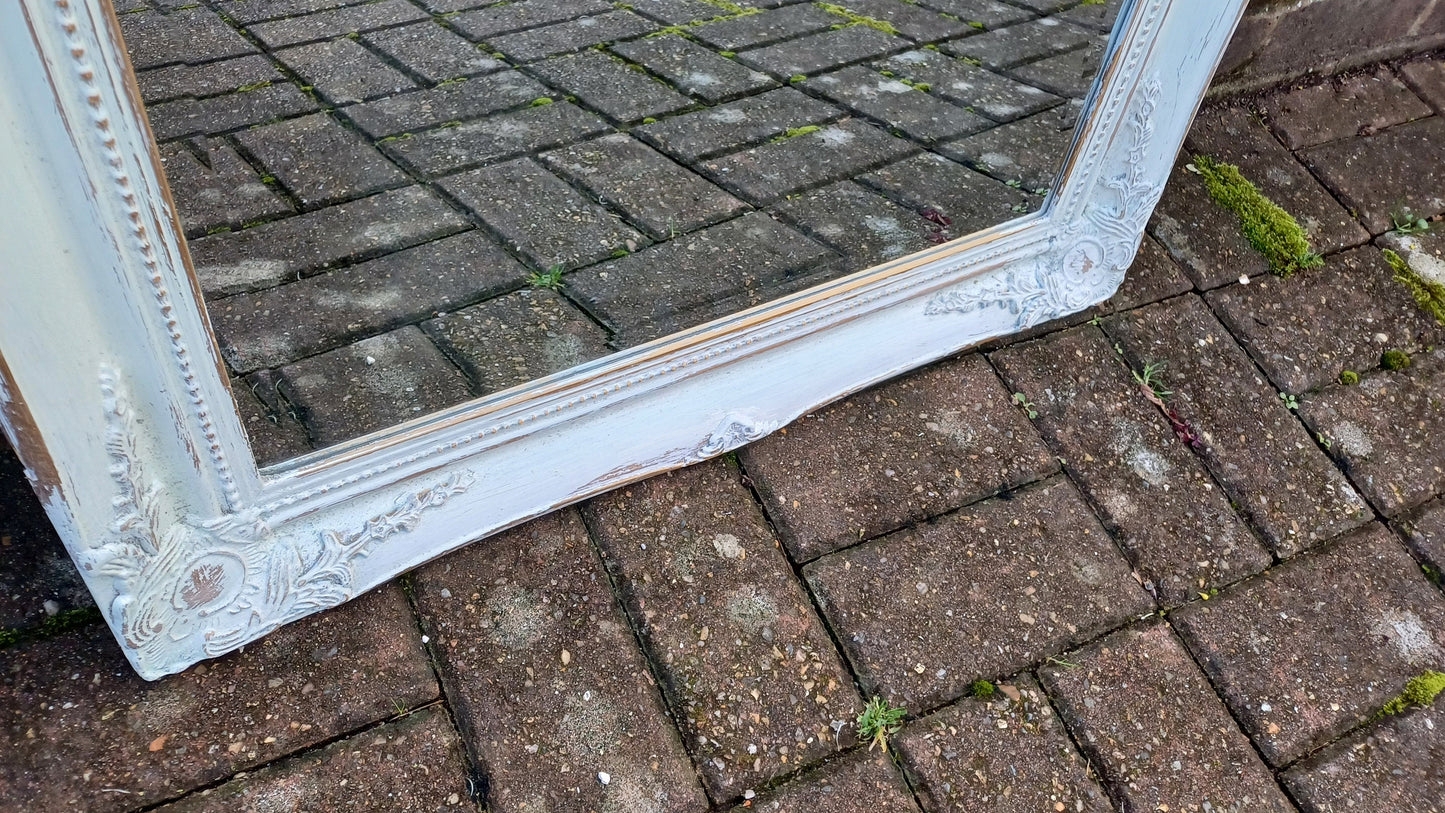 Large Bespoke Painted Shabby Chic Wall Mirror in Farrow and Ball with Gold Decoration