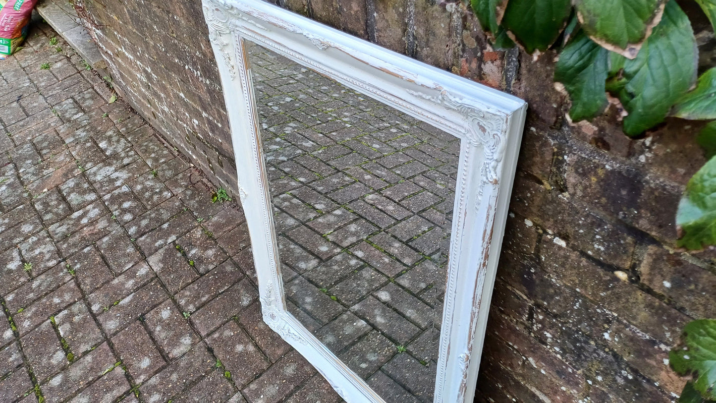 Large Bespoke Painted Shabby Chic Wall Mirror in Farrow and Ball with Gold Decoration