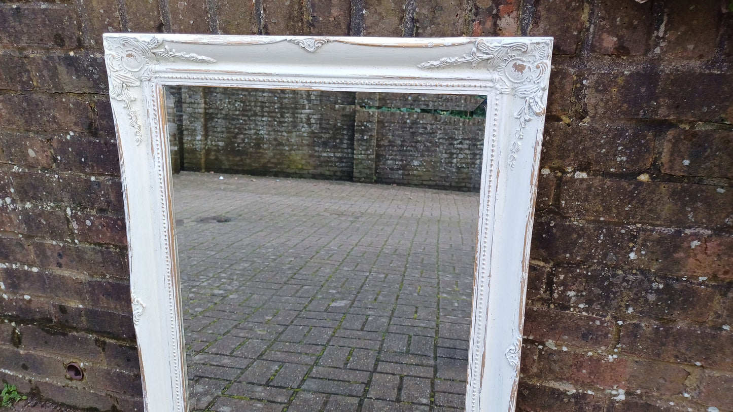 Large Bespoke Painted Shabby Chic Wall Mirror in Farrow and Ball with Gold Decoration