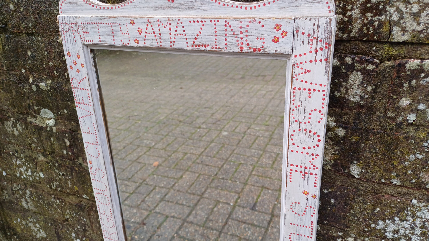 Vintage Victorian Upcycled Quirk Fun Painted Wall Mirror. I love myself, perfect if you are a budding narcissist!