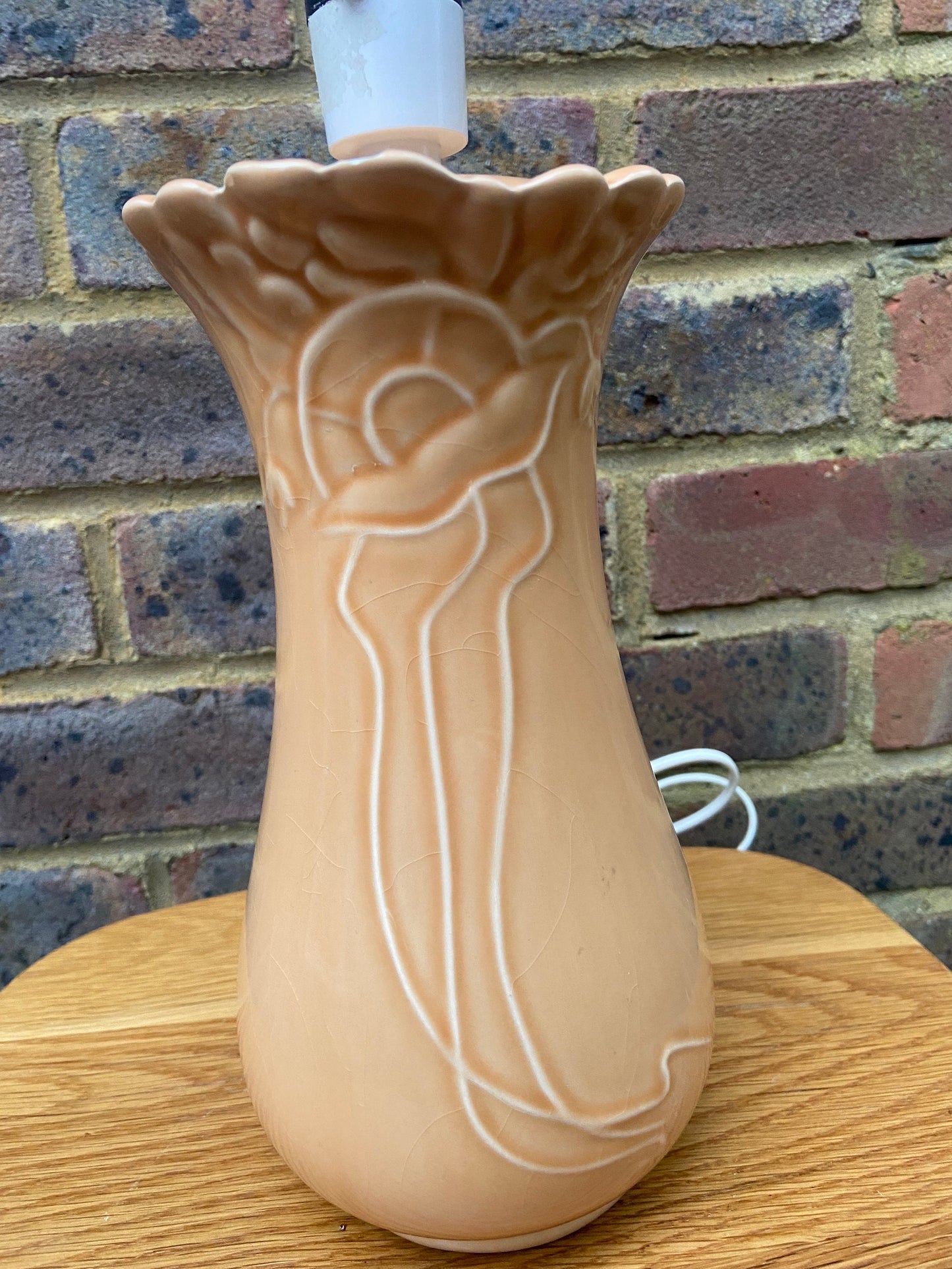 Vintage Apricot Ceramic Glazed Art Nouveau Style Decoration - working order
